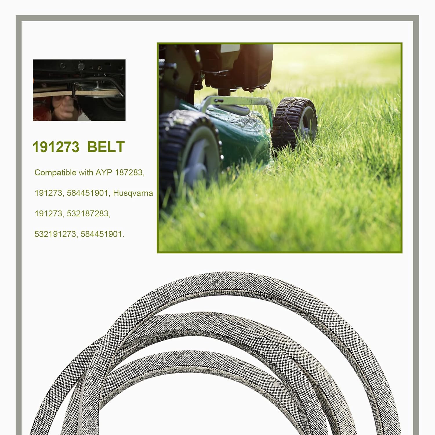 187283 191273 584451901 Lawn Mower Belt 5/8"x 142.5" for AYP Husqvarna 187283 191273 584451901 Fits 54" Deck GT2254 GTH2654 GTH2254