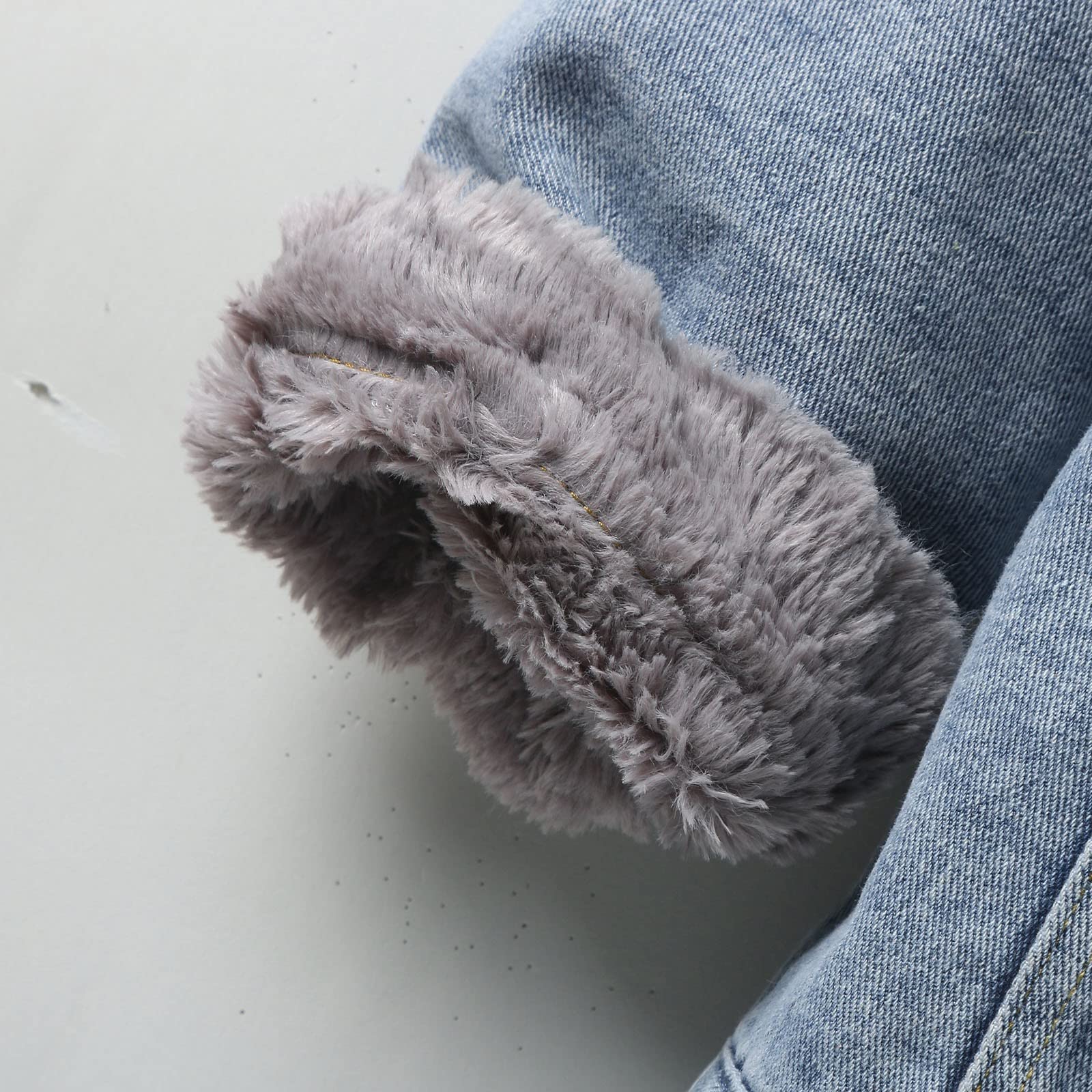 Chaqueta vaquera corta para mujer, chaqueta de invierno forrada de forro polar, cuello de peluche, chaqueta de entretiempo, chaqueta cálida de mezclilla, manga larga, estilo occidental,