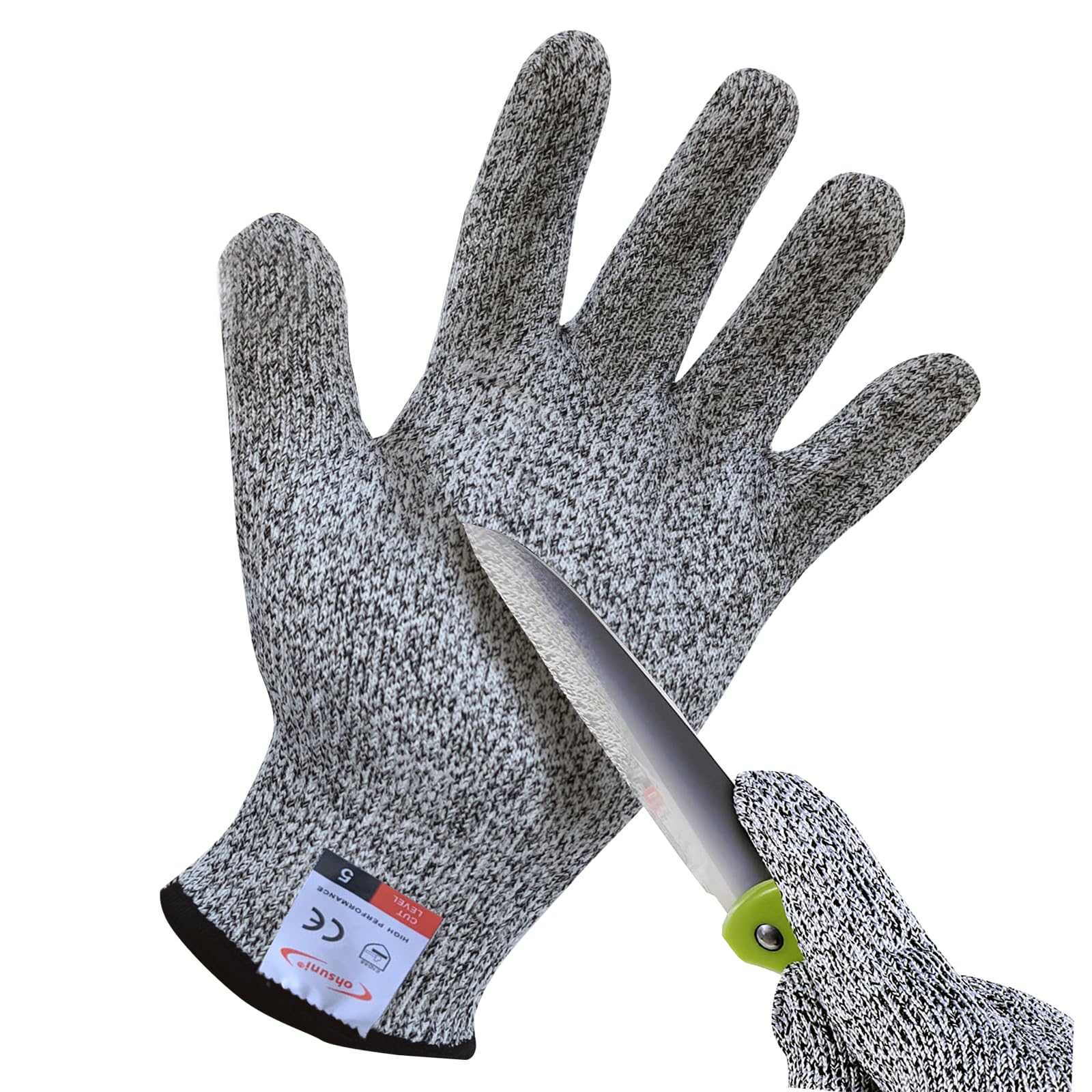 Schneidehandschuhe, 1 Paar schnittfeste Handschuhe, lebensmittelecht, schnittfeste Handschuhe für Küche, Austern-Shucking, Fischfilet-Verarbeitung, Schnitzholz und Gartenarbeit, Größe L, Grau
