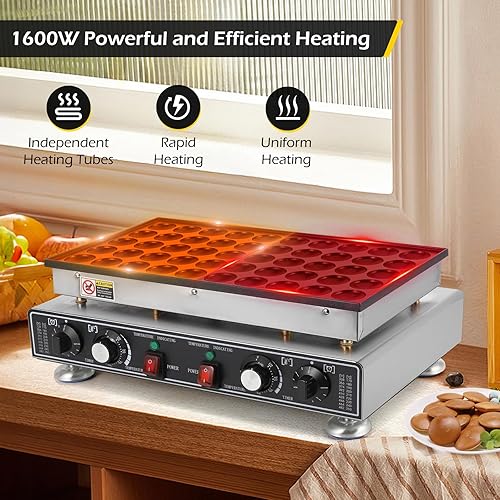 Miniatura 3 de Dyna-Living 50 piezas holandés para hacer panqueques de 1600 W, máquina de panqueques holandeses comerciales para panqueques holandeses,