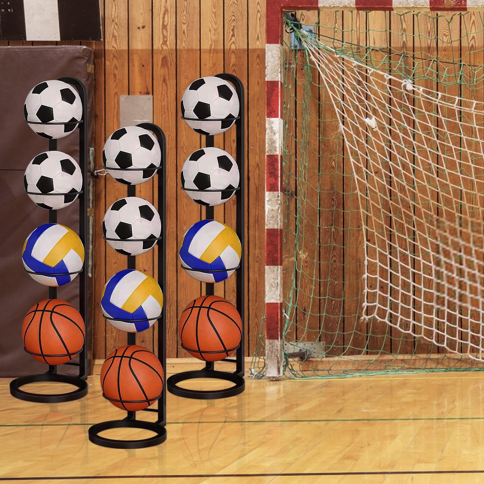 Ballturm Mit 4 Ebenen,Ballaufbewahrungsregal,Mehrschichtiger Display-Dekorationsständer, Abnehmbarer Ball-Organizer, In Der Garage Montierte Aufbewahrungssysteme For Basketball, Fußball Und Volleyball