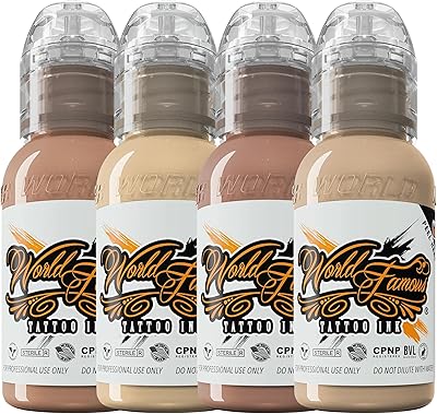 World Famous Tattoo Ink Skintone 4 Count Set, 1 fl oz Each