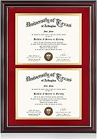 Vista 51 de GraduationMall - Marco para certificado, diploma y documentos con cristal real, aspecto de madera profesional y cuentas doradas, color caoba y blanco