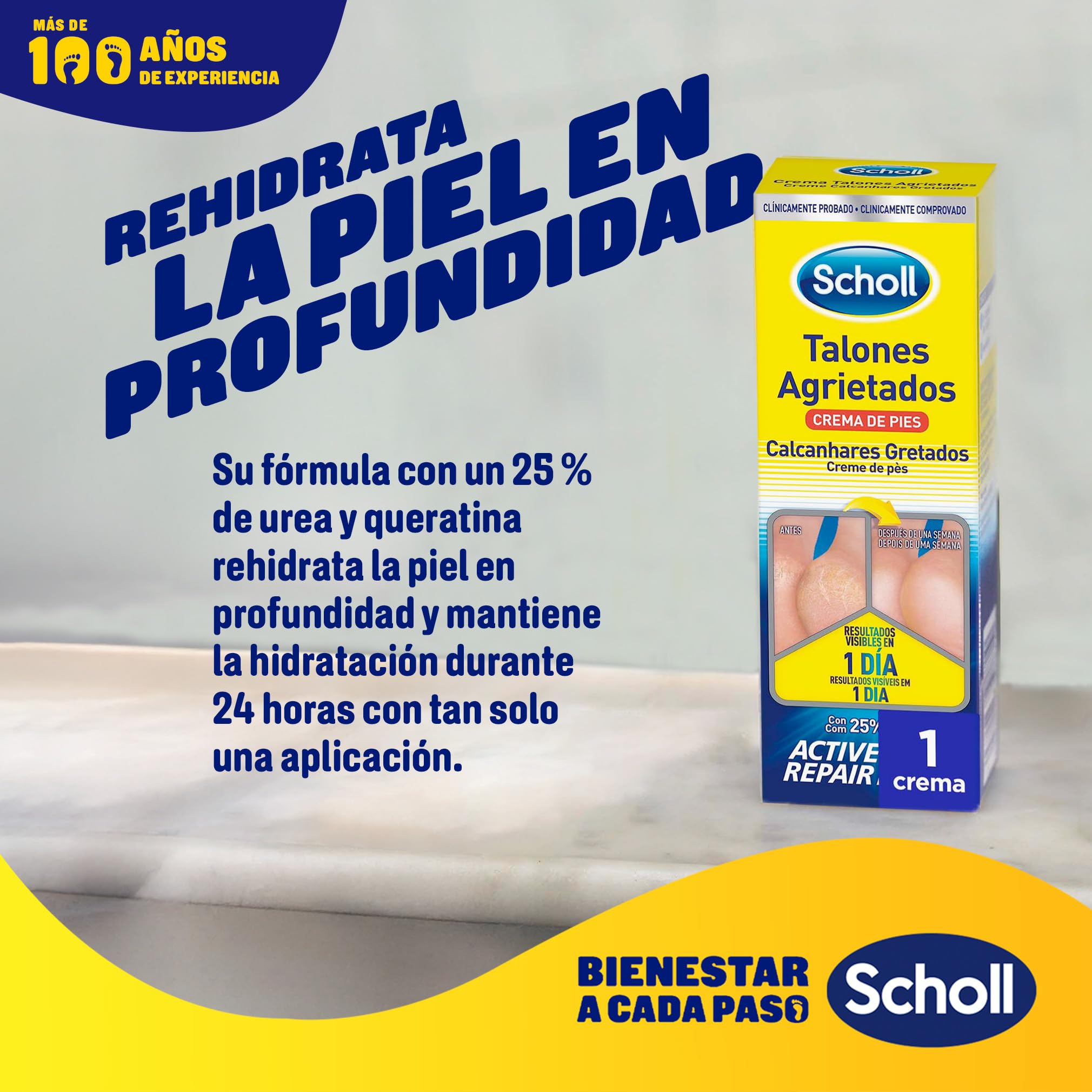 Scholl Crema Reparadora Talones Agrietados, 60 ml - Hidratación Intensiva con Urea 25%, Active Repair K+ y Queratina, Repara Pies Secos, Agrietados y Dañados, Resultados desde el Día 1 — view 6