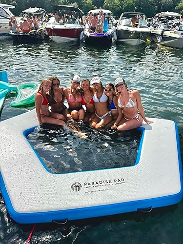 Miniatura 2 de Alfombrilla inflable flotante para lago, plataforma inflable, plataforma de barco, muelle de natación para piscinas, lagos y océano, forma hexagonal