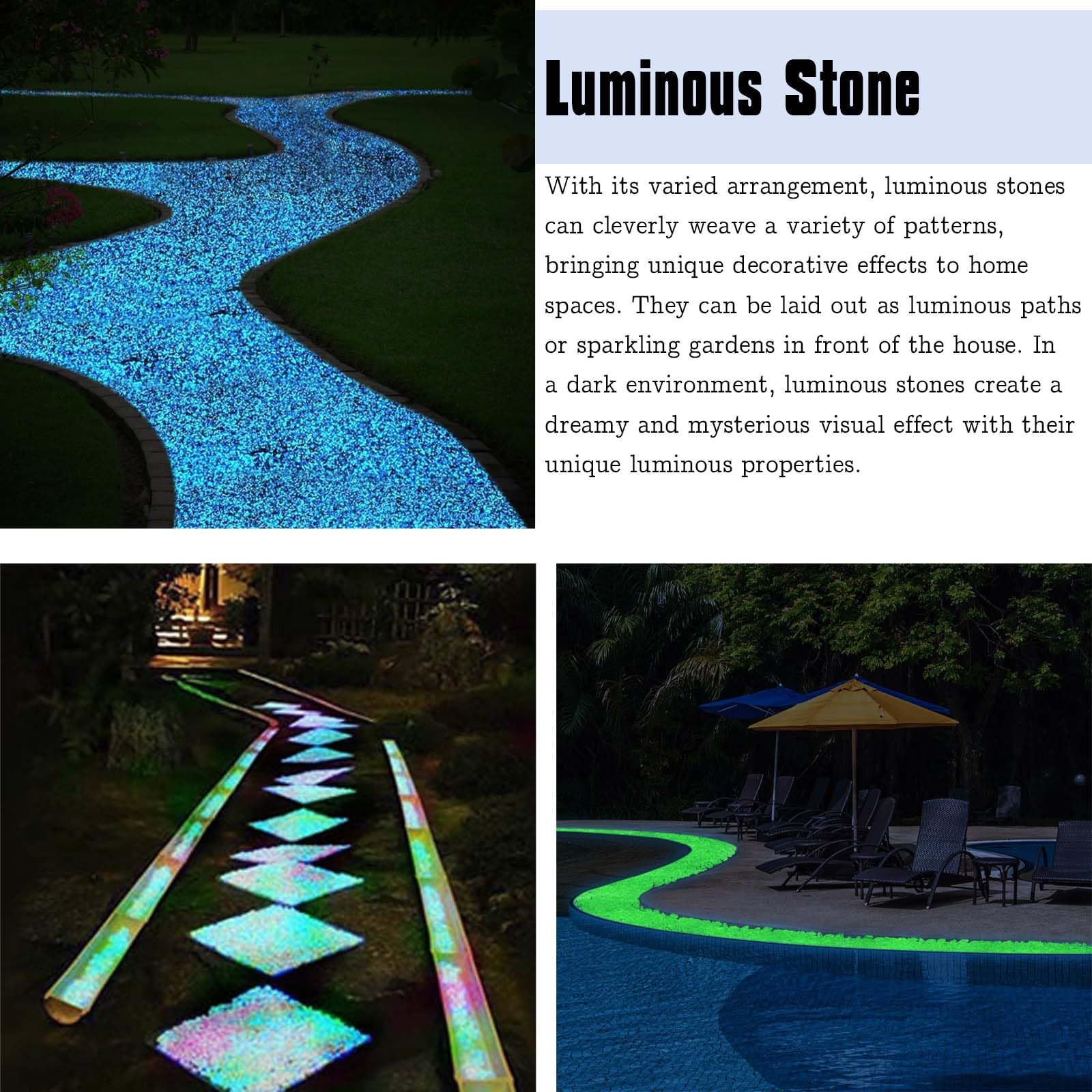 250 G Ghiaia per Giardino Sassi da Giardino Pietra Luminosa Pietre Luminose da Giardino Decorazioni Acquario Ghiaia per Acquario Sassi Decorativi per Decorare Cortili o Interni (Blu)