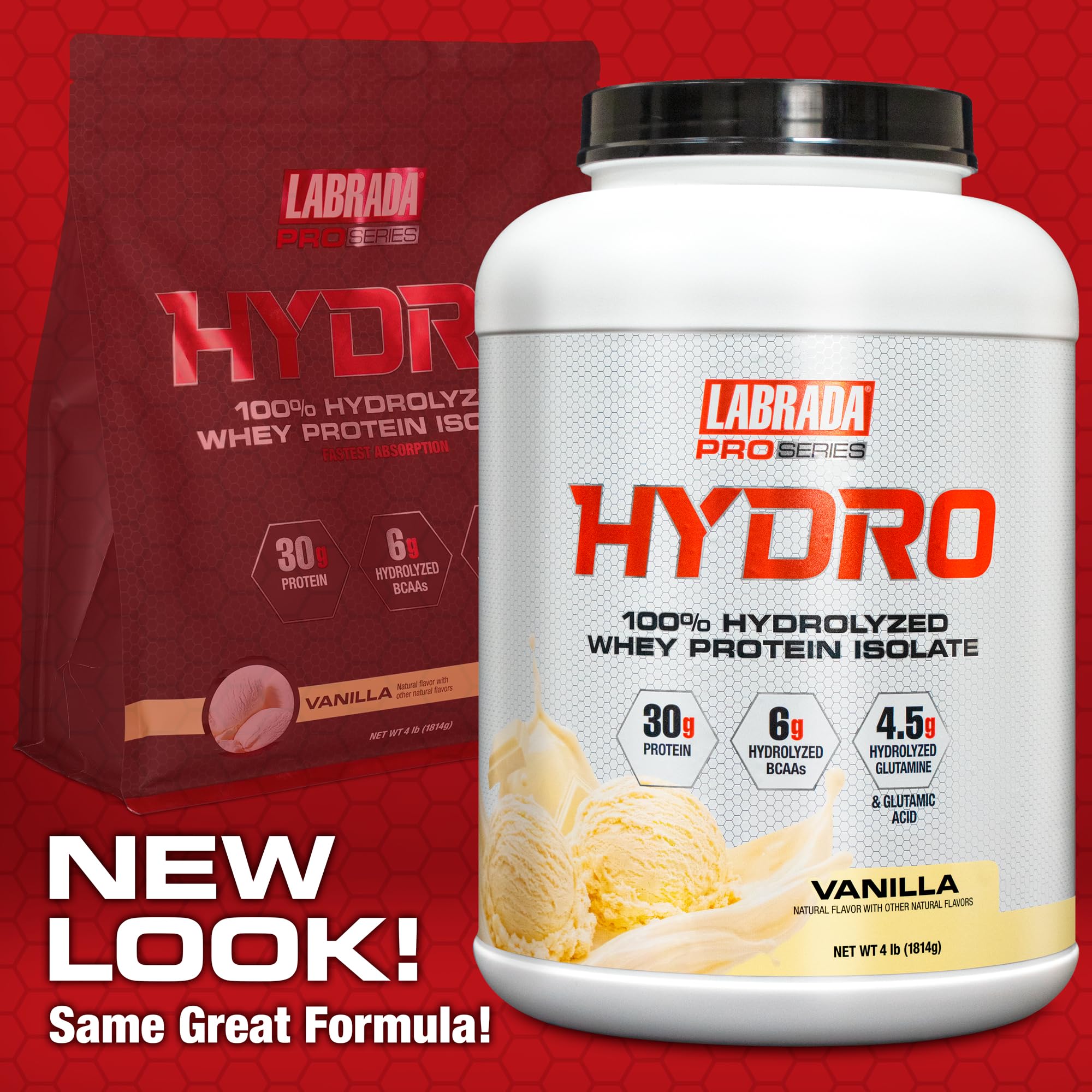 Labrada Hydro 100% Pure Hydrolyzed Whey Protein Isolate Powder, Lactose Free, Glutamine, Fastest Digesting Whey Available, Instant Mixing, Delicious Taste 48 Servings 4lb (Vanilla) — Amazon image 6
