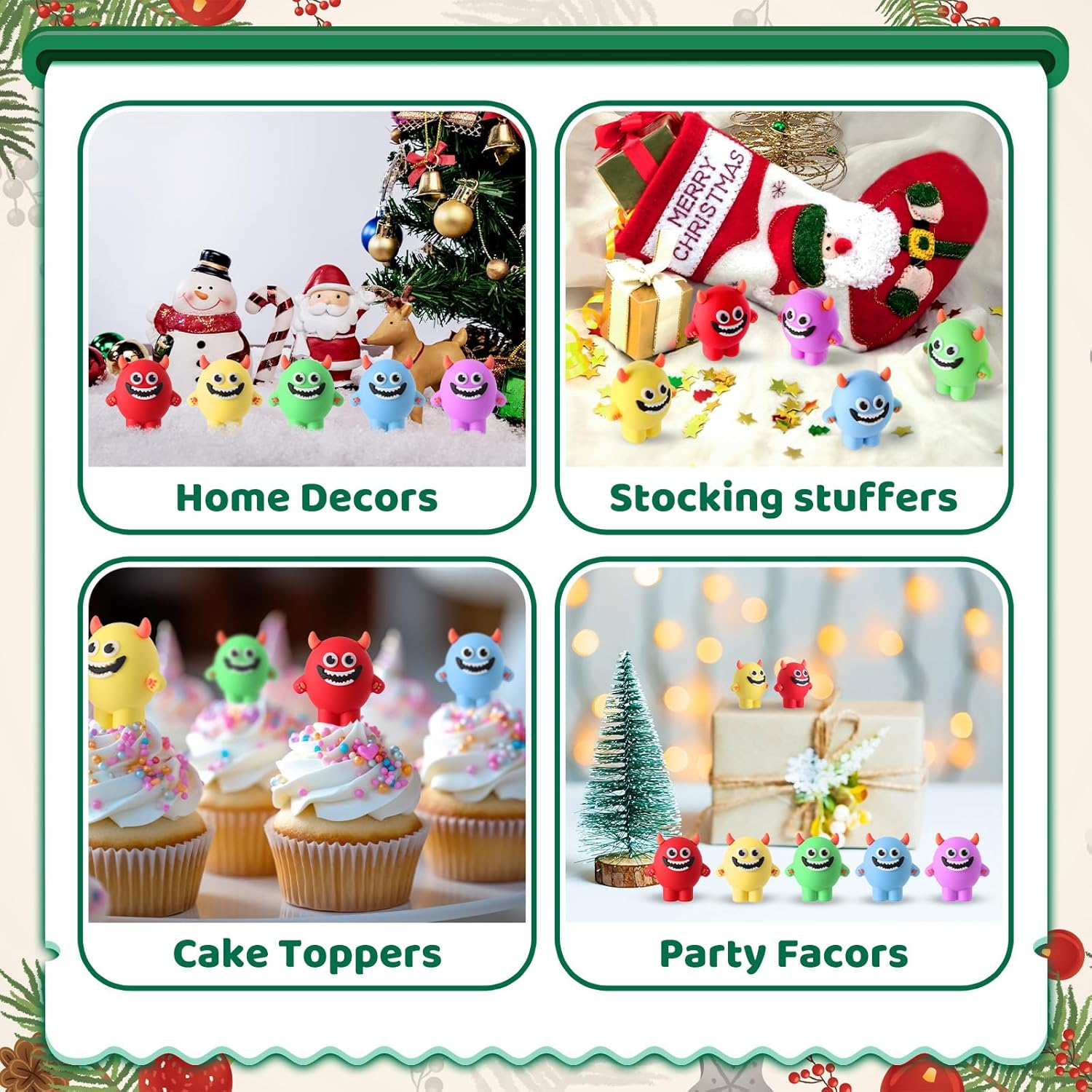 Bucherry 50 Pcs Easter Small Monster Figurines Miniature Monster Figures Halloween Toy Bulk for Party Favors Easter Birthday Gifts Stocking Stuffer Decor in Fairy Garden to Prank Hide and Seek
