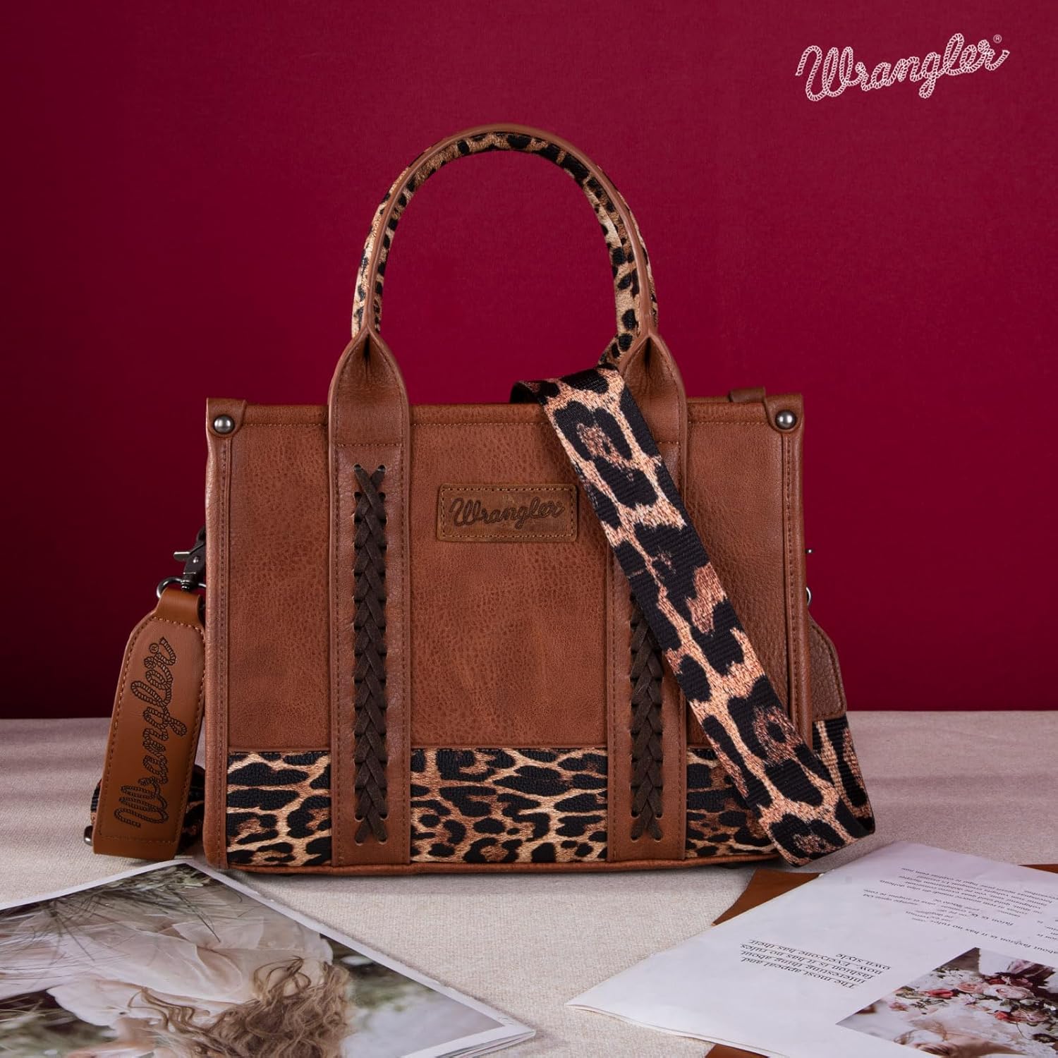 Montana West × Wrangler Tote Bag for Women Western Cow Print Purse Designer Top Handle Handbags - Image 5