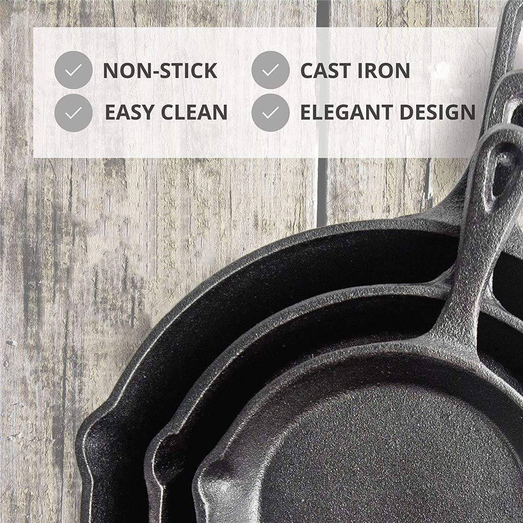 Cast Iron Skillet, 26 Cm / 21 Cm / 15 Cm Padella Antiaderente in Ghisa per Vari Forni, Fornelli, Barbecue, Cotture al Fuoco,15cm