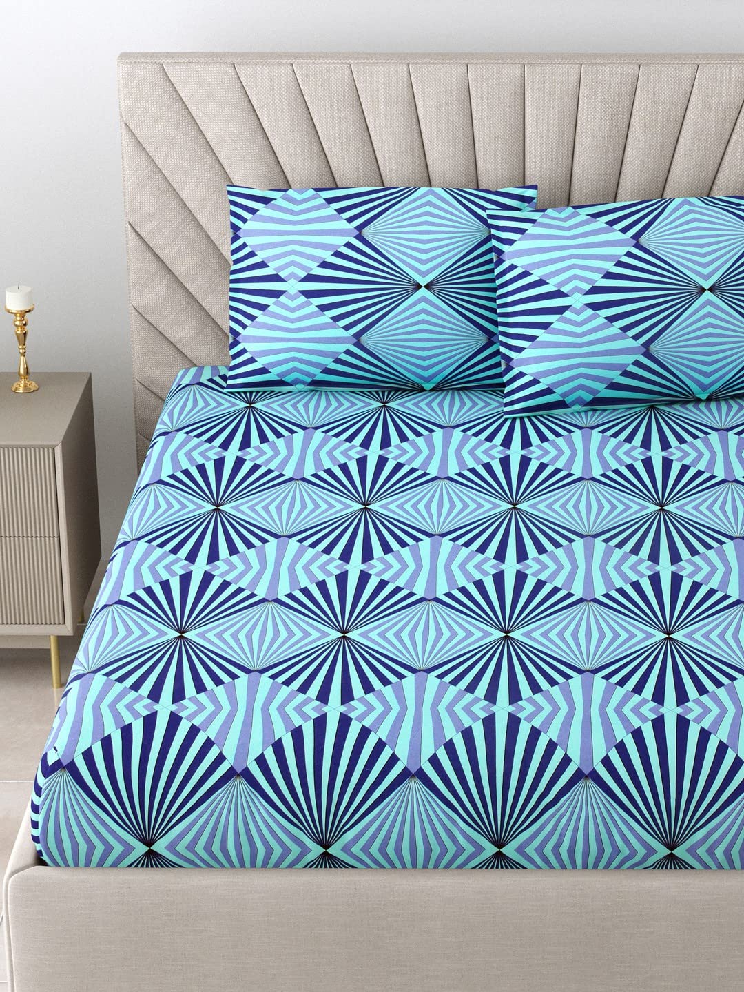 Bombay Dyeing King Size Bedsheet 120 TC 100 Cotton with 2 Pillow