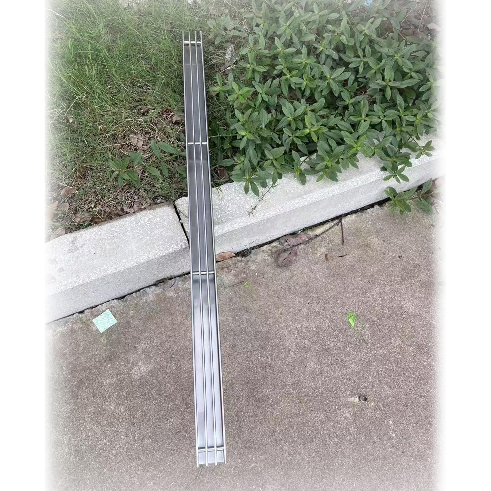 LWJSOCP Trench Drain Grate,Tall 2" Invisible Metal Linear Trench Drain System - 39" Driveway/Yard/Balcony Drainage Grate for Concrete Tile Floors - Silver (2 Pack)