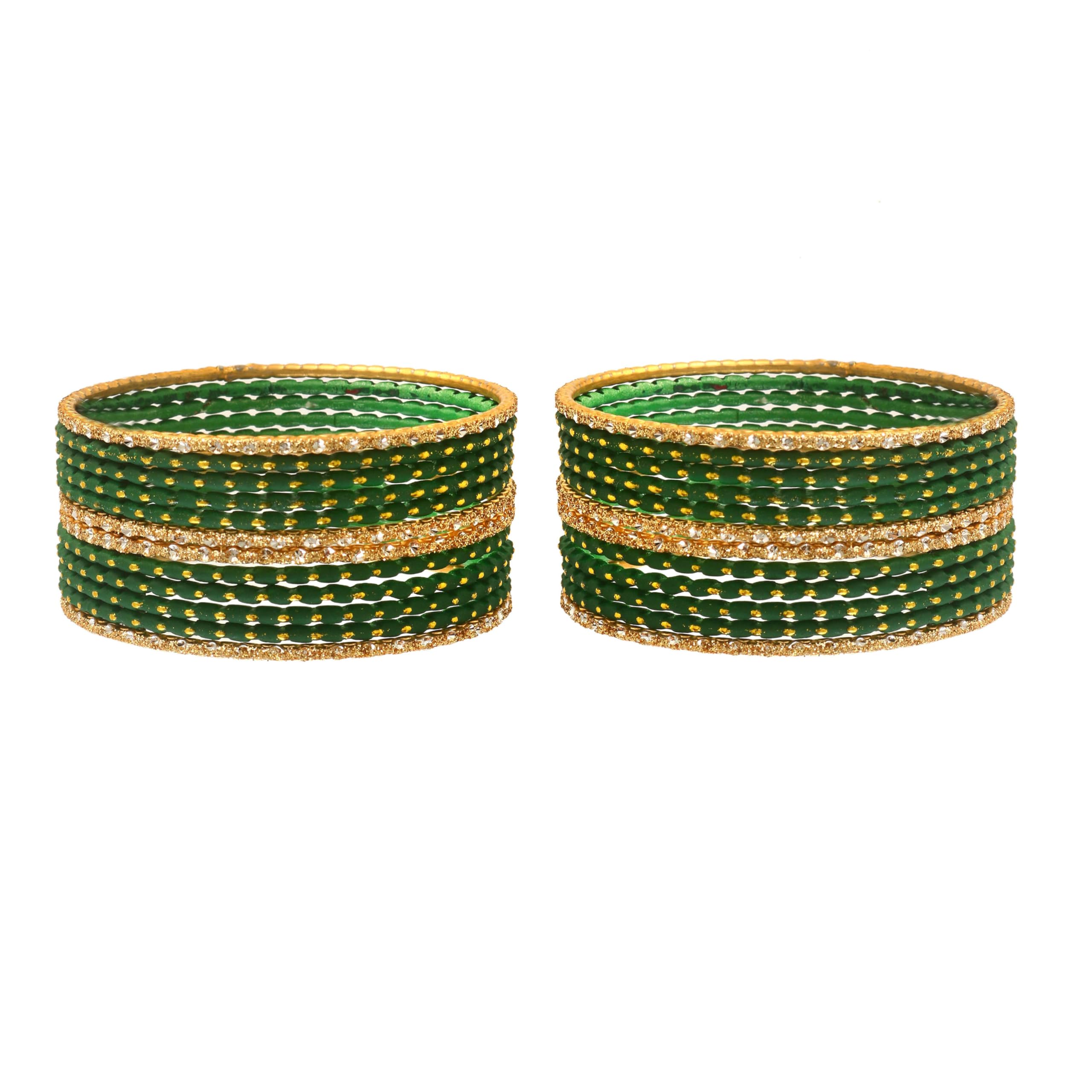 JewarHaat Colorful Bangle Set Multi-Color Collection Silver Golden Glitters Glossy Glaze Exotic Matte Vintage Textured Metal Metallic Glass Pattern 24 Piece Jewelry-image-43
