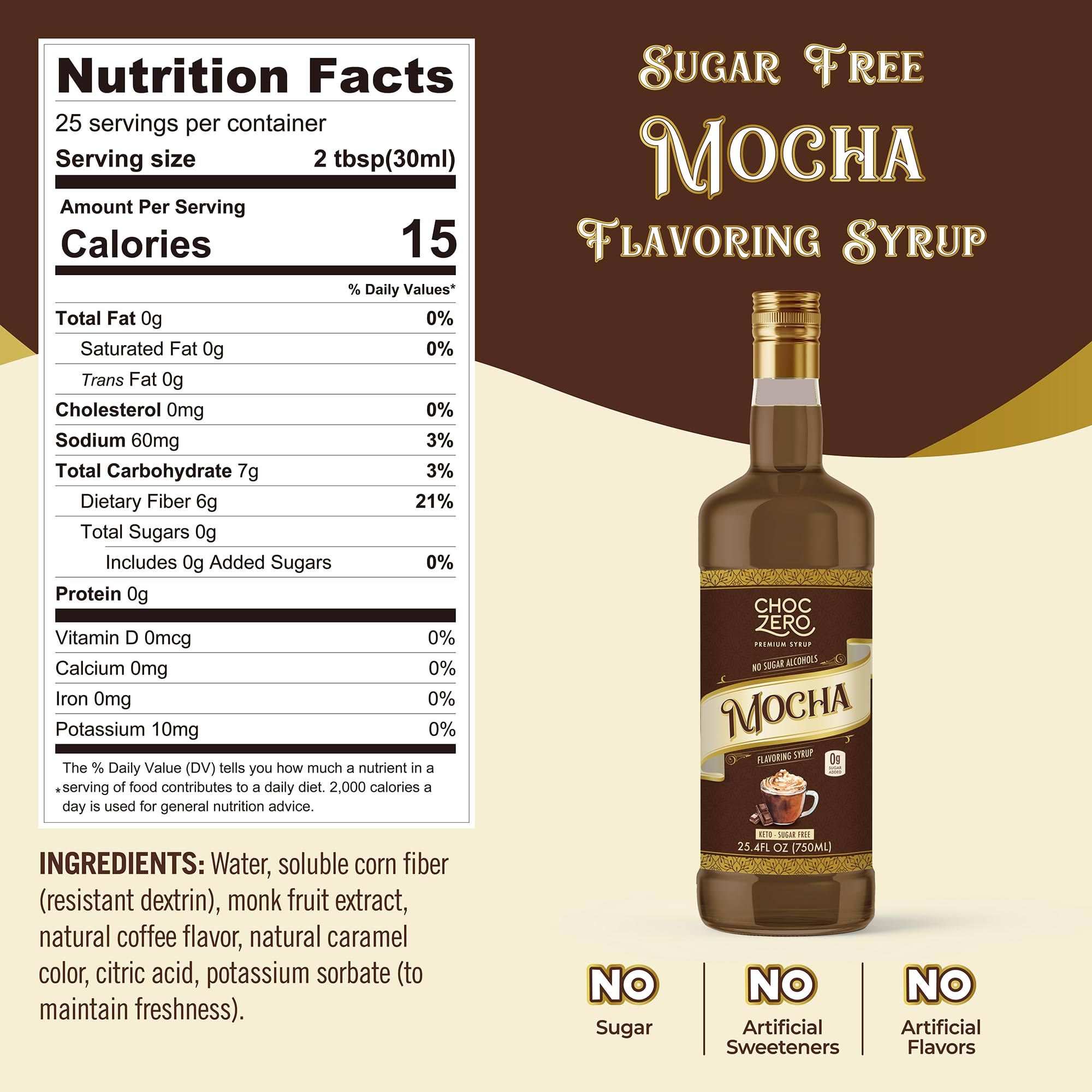 Amazon.com: ChocZero Sugar Free Mocha Coffee Syrup – Keto Friendly