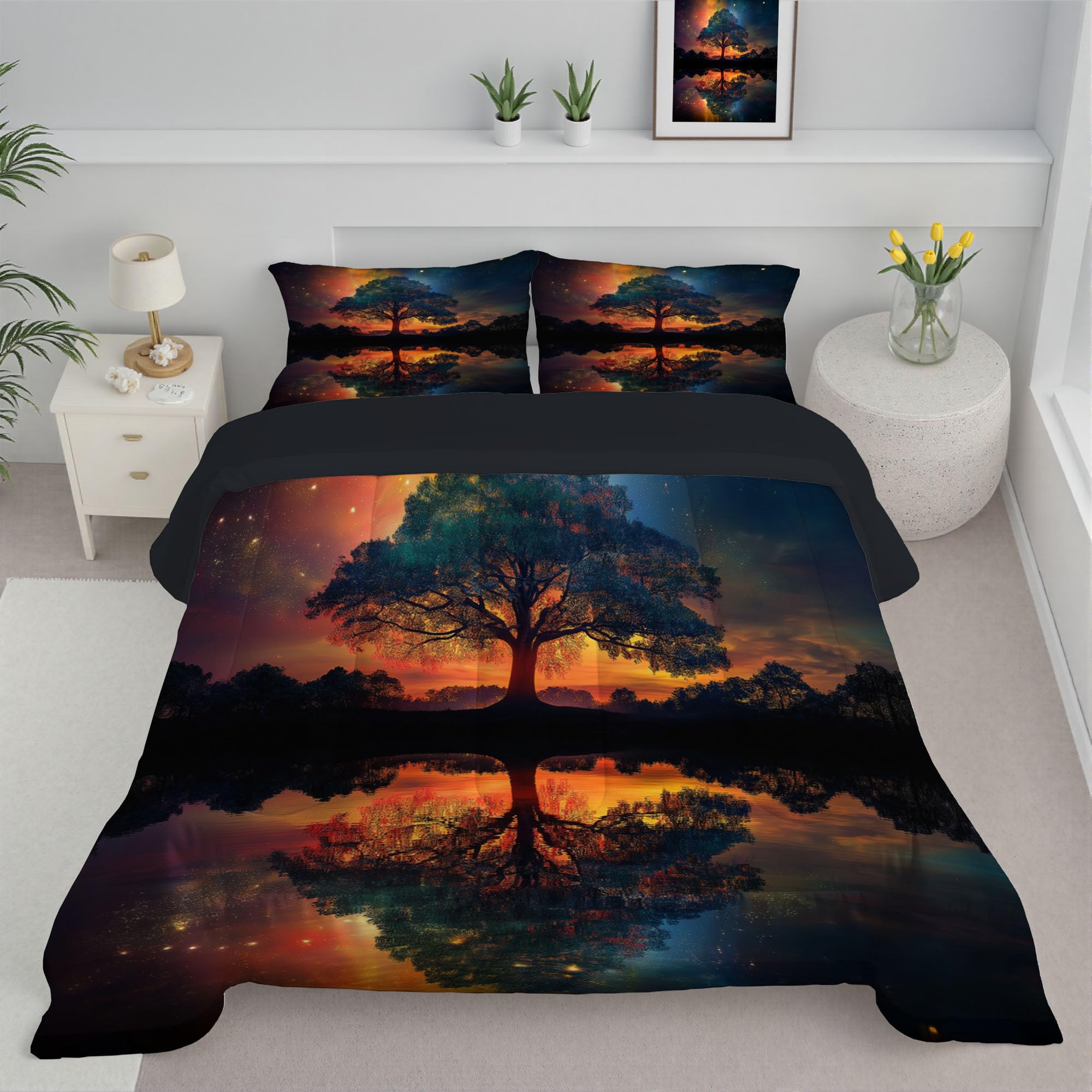 Edredón de plumón suave 240x220cm lago reversible azul naranja niños