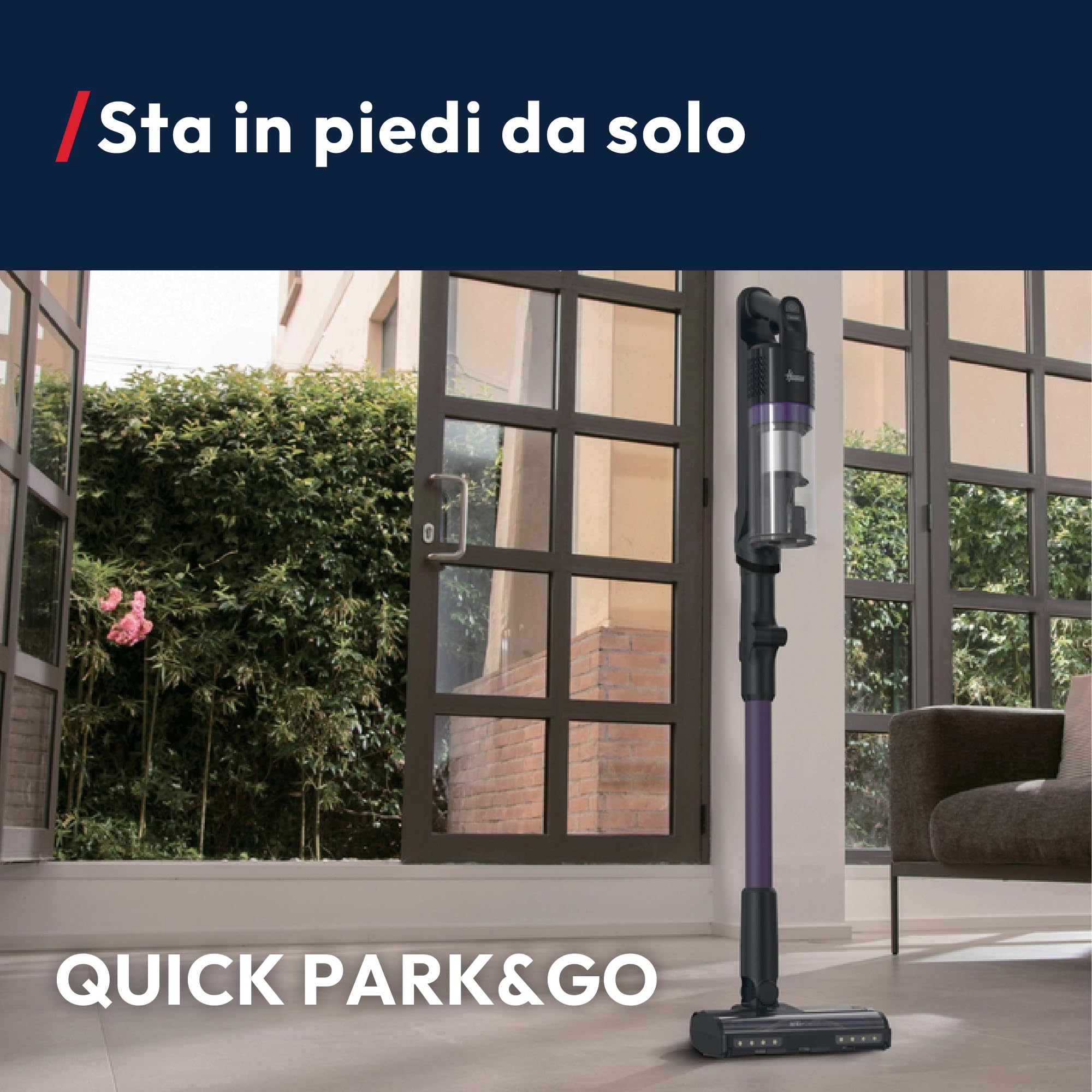 Hoover HF1 CORE Scopa Elettrica Senza Fili, spazzola multi-superficie con Tecnologia Anti-Twist, 3 modalità di potenza, Autonomia 50 Minuti, QuickPark, luci LED, 200W [XEUF1CHX]