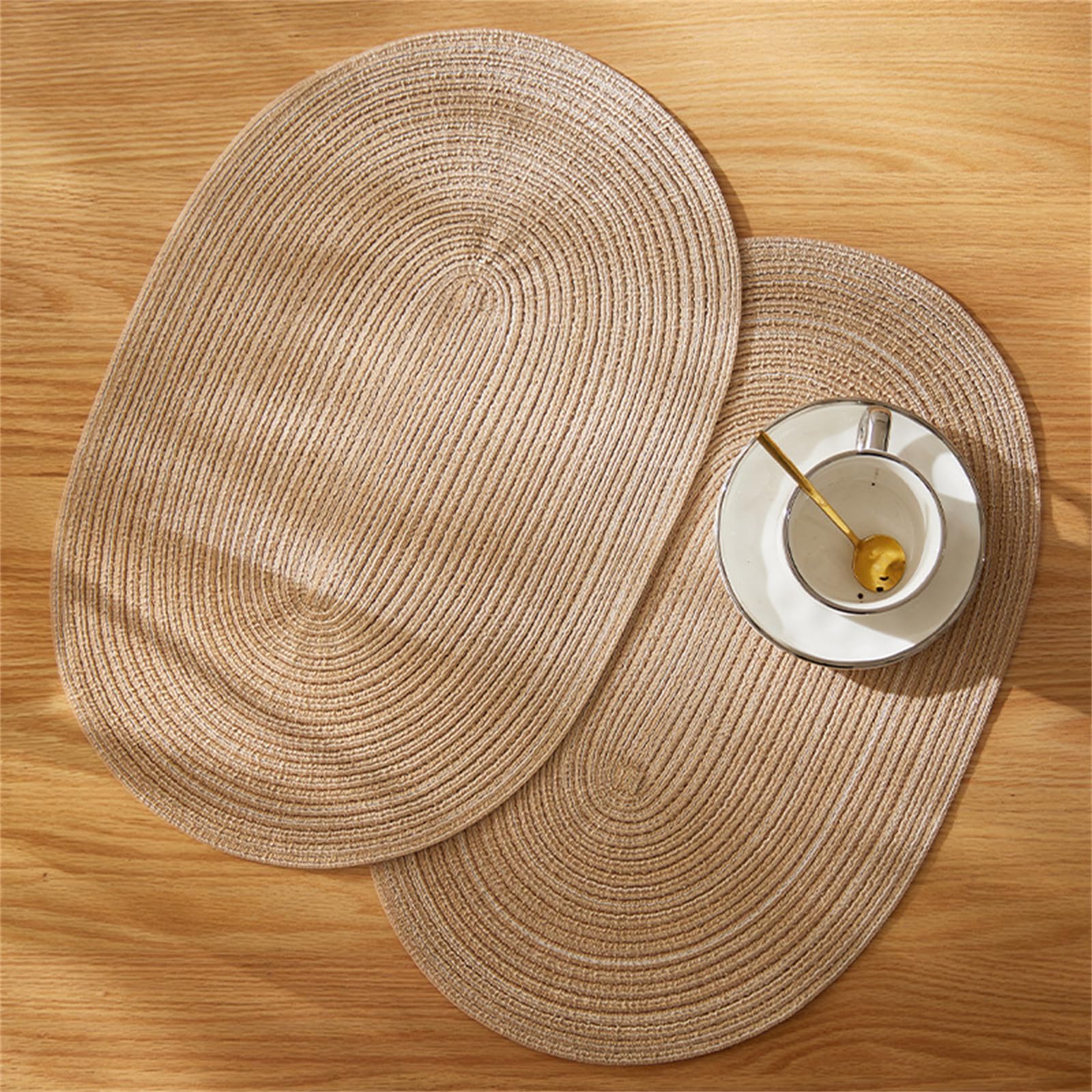 4er Set Abwaschbar Tischsets Platzsets rutschfeste 45x30cm Oval Platzdeckchen Hitzebeständig Schmutzabweisend für Esszimmer, Küche & Garten (Orange)