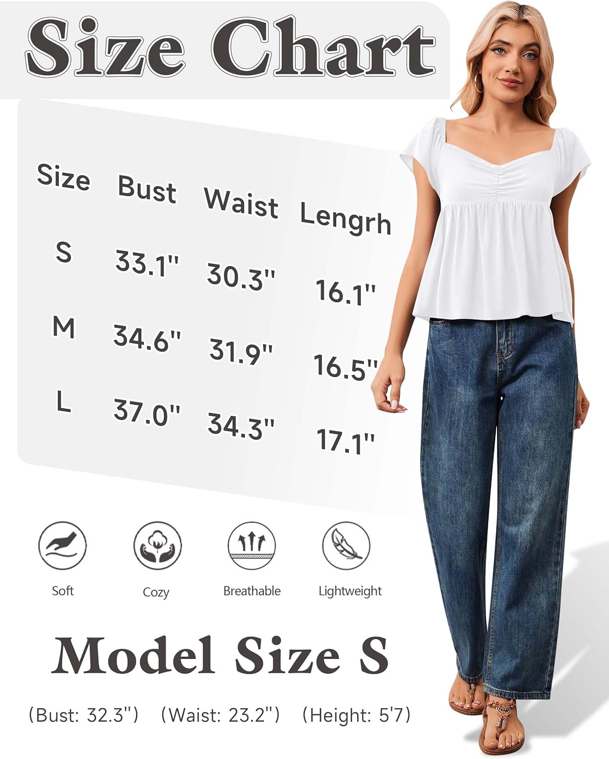 Womens Flowy Peplum Tank Tops Ruffle Sleeve Babydoll Tank Top Sweetheart Neck Smocked Back Short Sleeve Going Out Top - Image 4