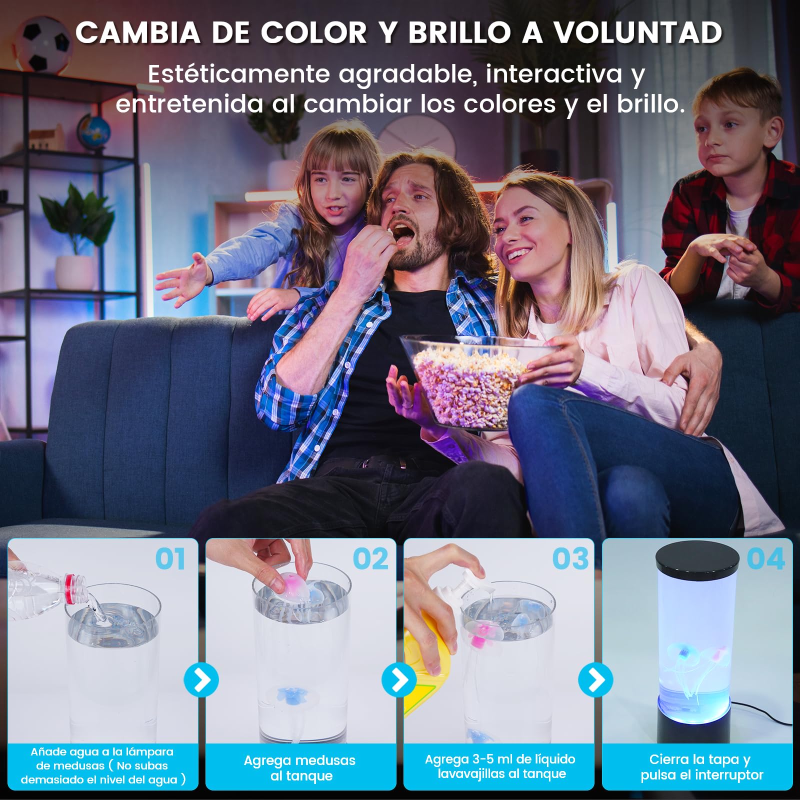 Klarlight Lampe à méduses, lampe à méduses de 29 cm avec 16 couleurs changeantes et 4 modes pour enfants et adultes, télécommande USB/lampe à lave à méduses alimentée par piles