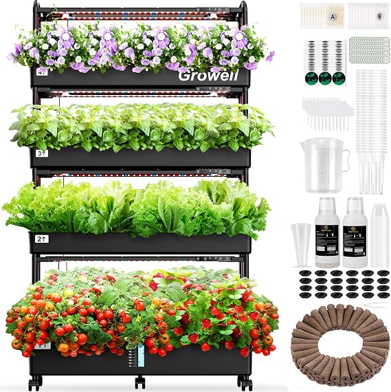 Growell 120 Pods Large Hydroponics Growing System Kit & 120 Pack Grow Sponges