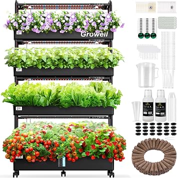 Growell 120 Pods Large Hydroponics Growing System Kit & 120 Pack Grow Sponges