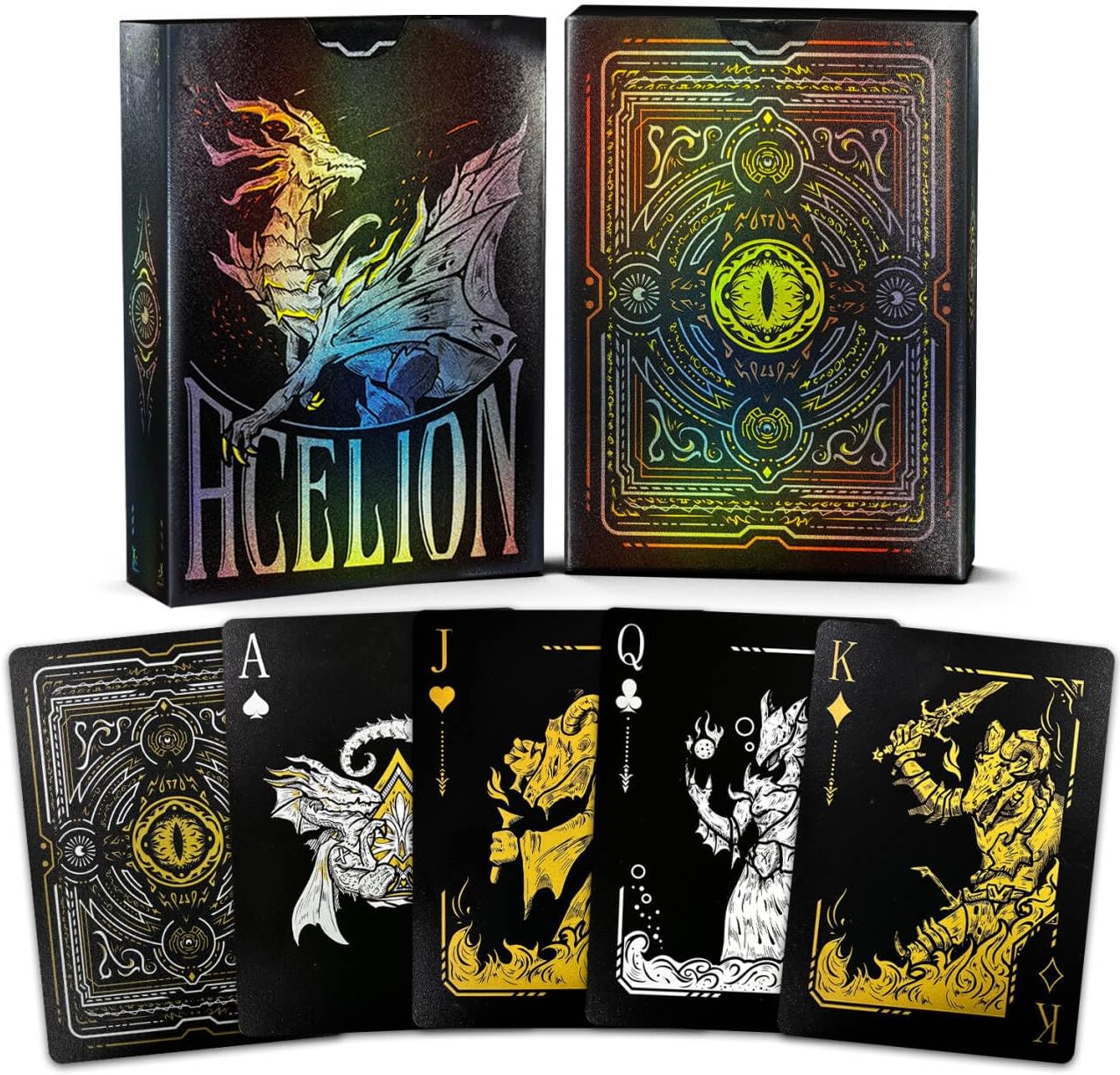 Easy Shuffling Plastic Waterproof Playing Cards,Cool Black Dragon Poker Cards for Game and Party, Deck of Cards(Dragon