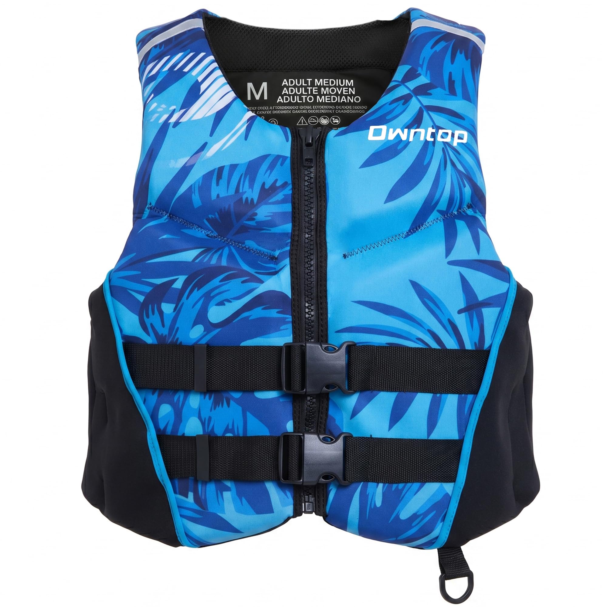 Owntop Adults Buoyancy Aid | Lightweight Neoprene Swim Vest | Foldable Buoyancy Vest with Dual Safety Straps | Float Jacket 50N for Boating, Kayaking, Swimming, Paddle (Blue Leaves,XXL)