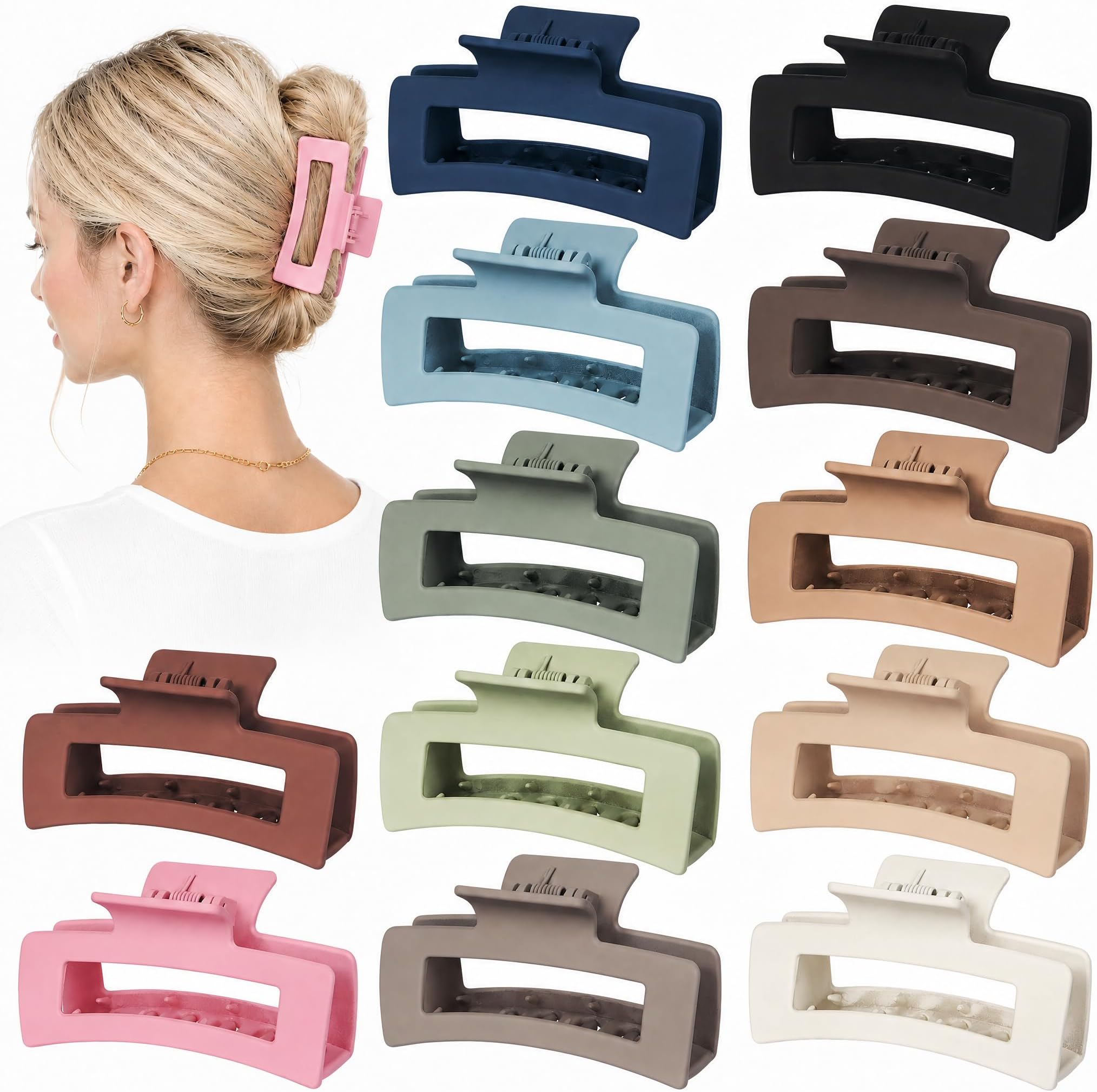 12 Pack Medium Hair Claw Clips for Women 3.5" Strong Hold Non-Slip Claw Clips for Thick Thin Hair