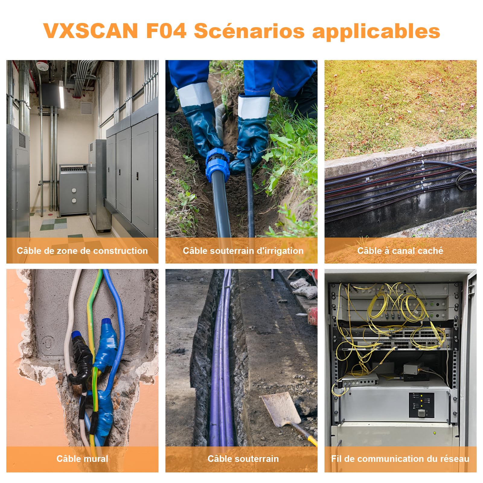 F04 Underground Cable Locator, Kabeltester mit Ohrhörer, zerstörungsfreie unterirdische Drähte zum Auffinden von Drähten und Bewässerungsdrähten von Tierzäunen