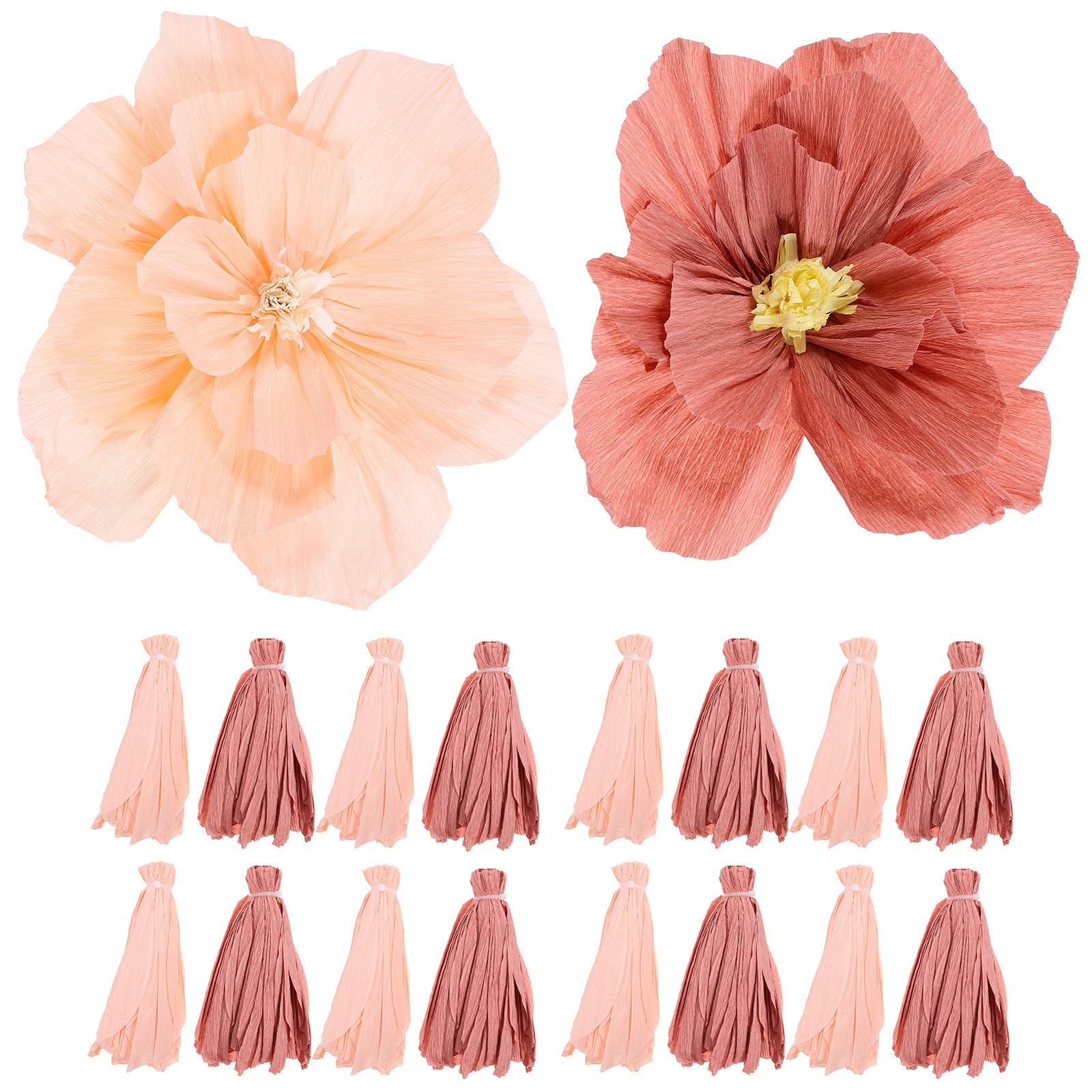 Flores de papel para bricolaje de 25 cm en tonos rosa loto y melocotón para colgar en fiestas