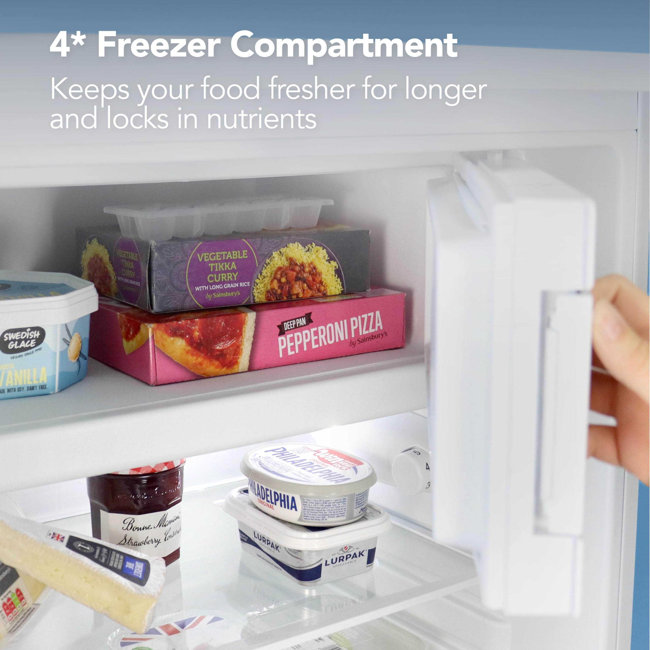 Igenix IG155W Freestanding Under Counter Fridge With 2 Adjustable Shelves, 1 Salad Drawer, 3 Door Shelves, Reversible Door, 97 Litre Capacity Fridge, 16 Litre Ice Box, 55 cm Wide, White — view 7