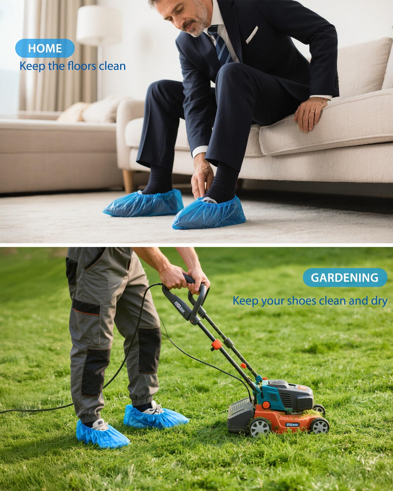 Roll-CPE Couvre-chaussures jetables pour l'intérieur, résistant à l'eau et à la poussière, couvre-chaussures pour travaux ménagers, visites et décoration