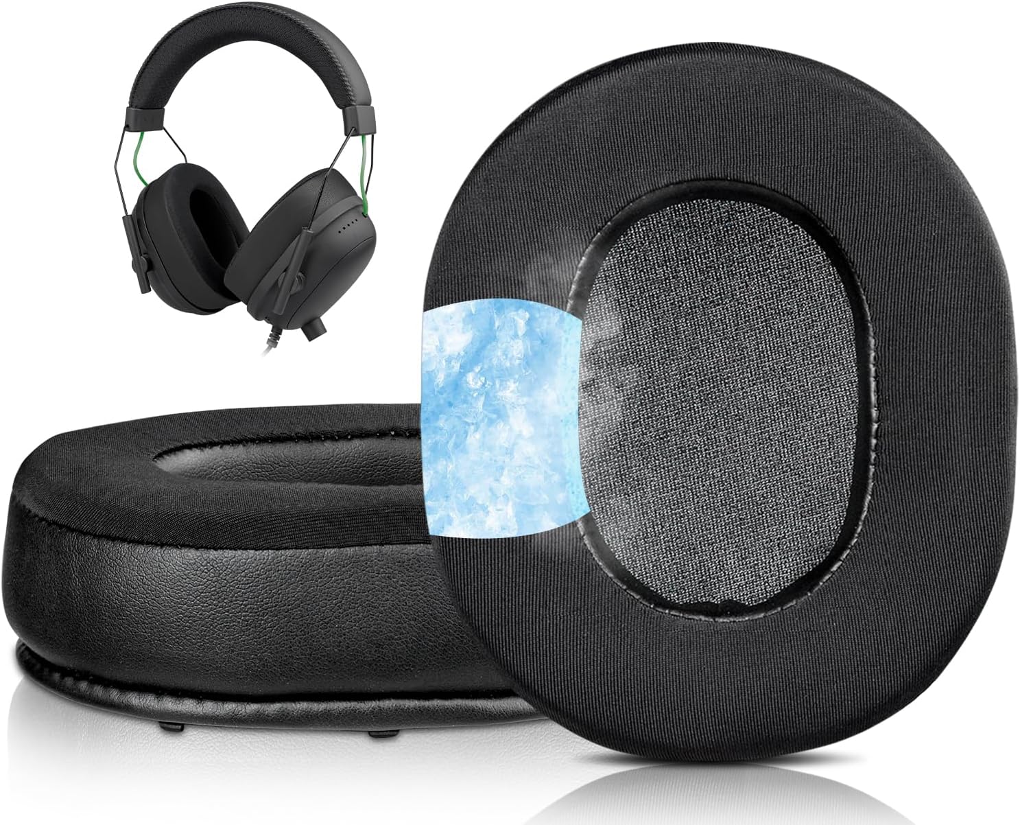Cooling Gel Earpads Replacement for Razer BlackShark V2/BlackShark V2 Pro (Do Not Fit V2 Pro 2023 or V2 HyperSpeed Wireless) Headsets, Ear Pads Cushions with Noise Isolation Foam - Black