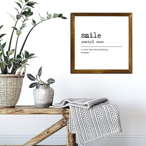 Vista 40 de Farmhouse Wall Decor Sign Smile Dictionary Definition Wood Framed Signs World Meaning Wall Art Rustic Home Decoration Smile for Kitchen Coffee Bar