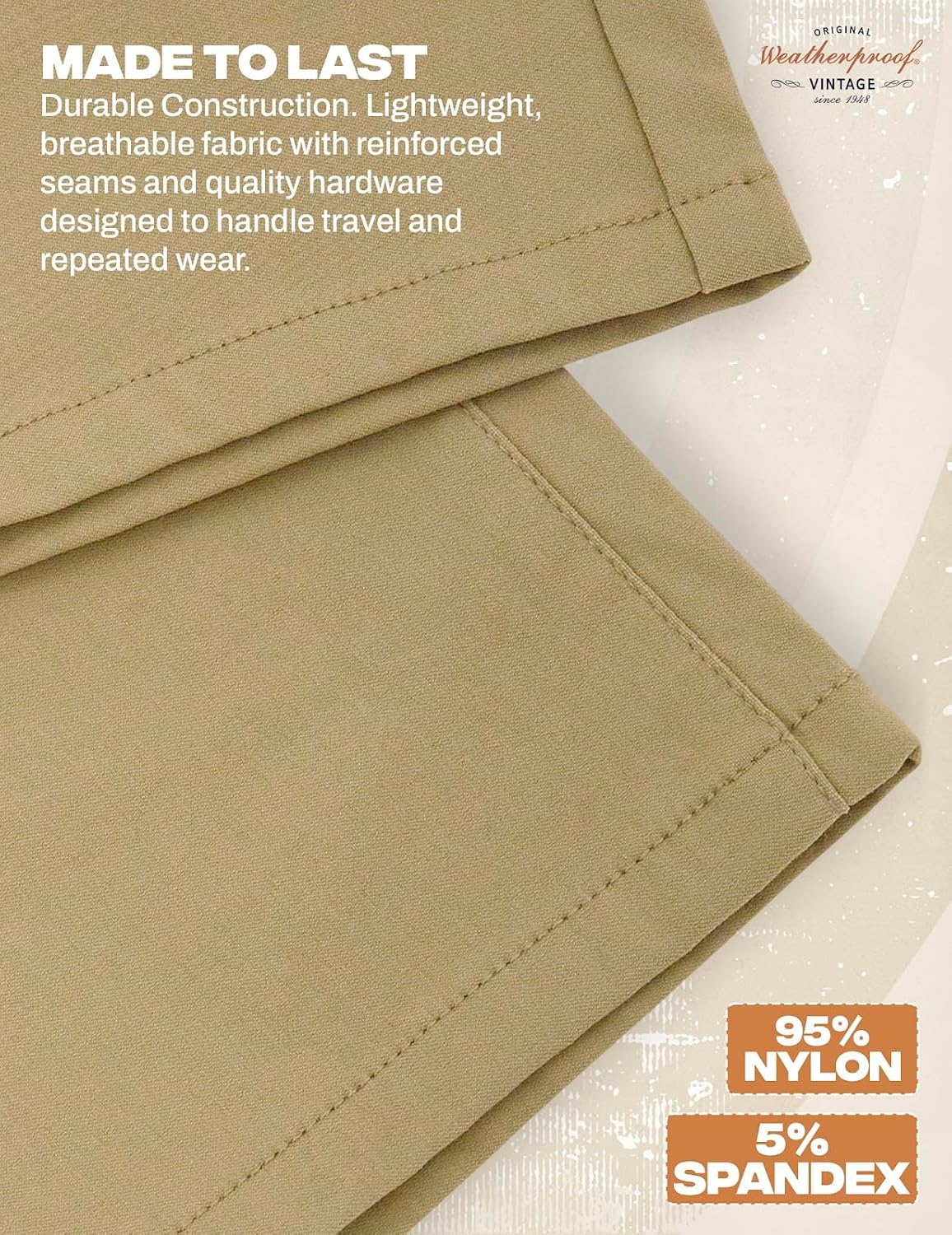 Weatherproof Vintage Men's Hiking Pants - Casual Chino | Straight Slim Fit, Quick Dry, Stretch Travel Pants for Men - Image 6