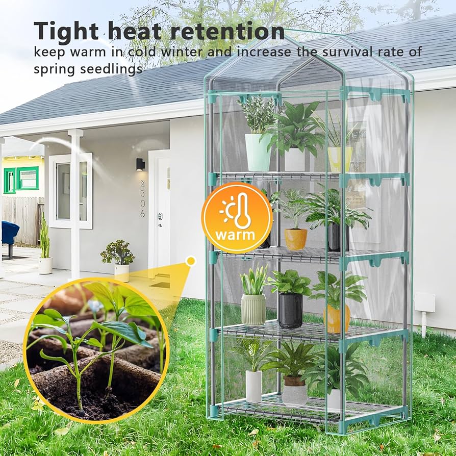 4-Tier Mini Greenhouse,27 x 19 x 62-Inch Green House for Indoor