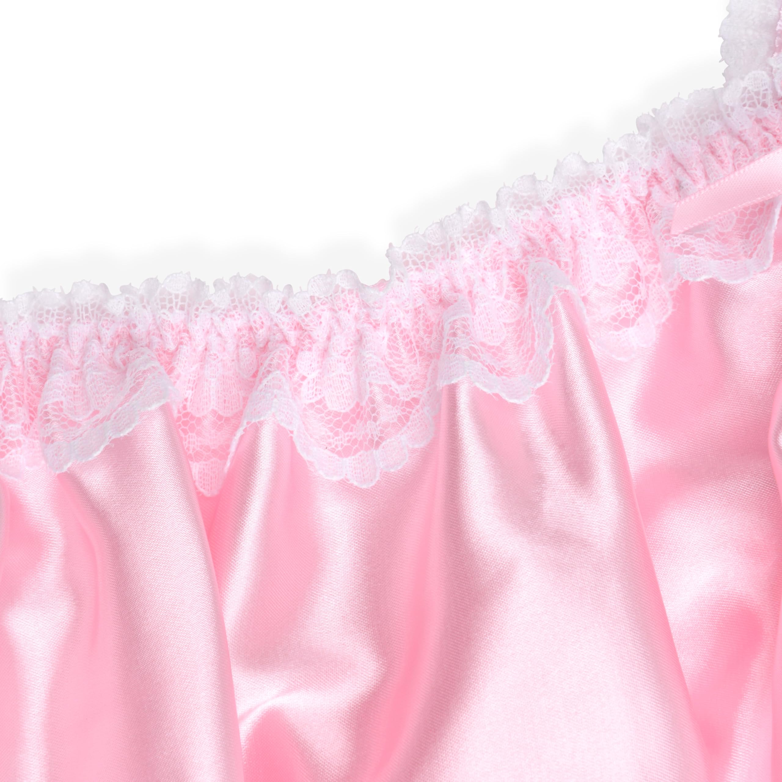 Satini Lingerie Raso Sissy Babydoll Stile Increspature Pizzo Sottogonna Pigiameria