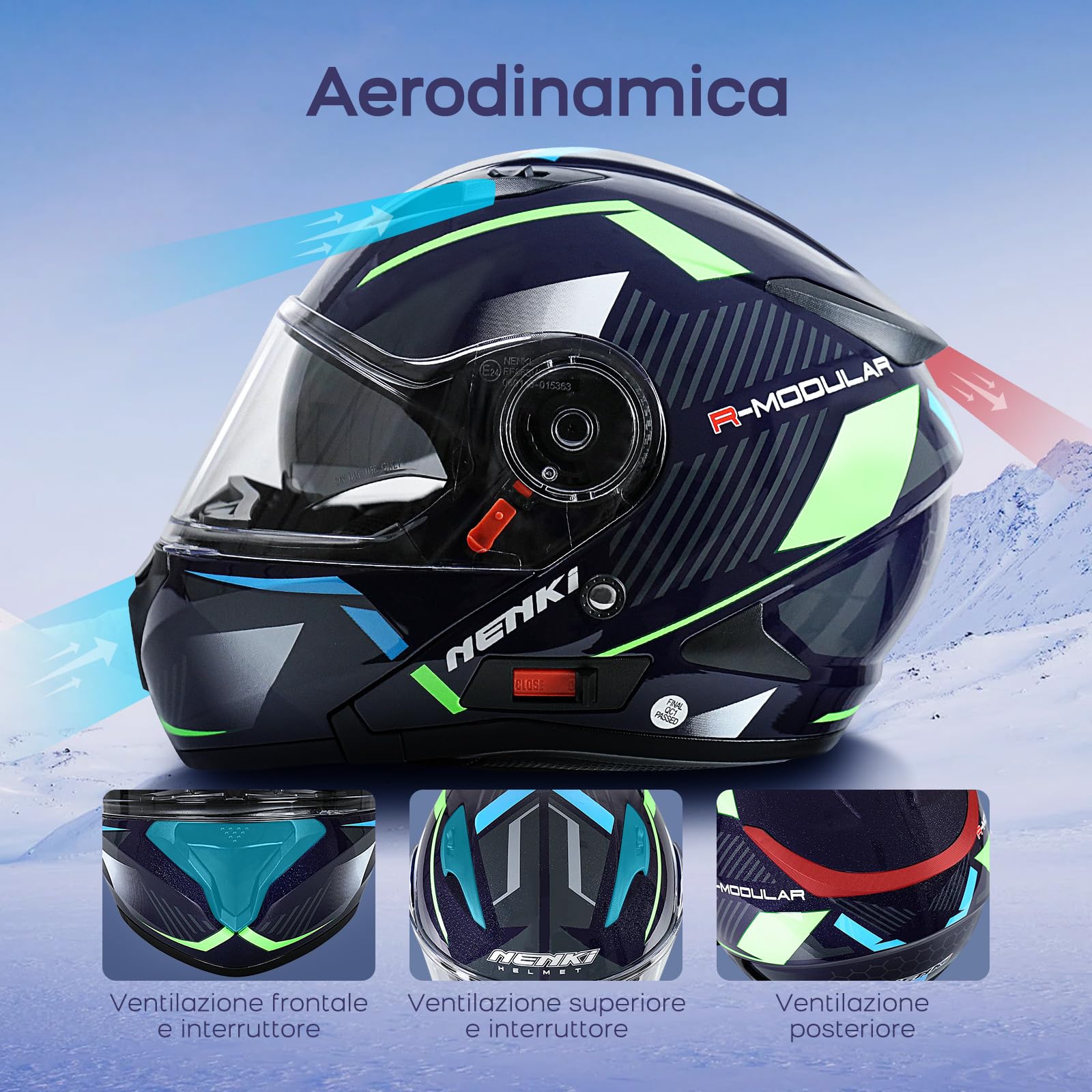 Casco modulare integrale da moto con doppia Visiera per uomo e donna, ECE 22.06, M-XXL