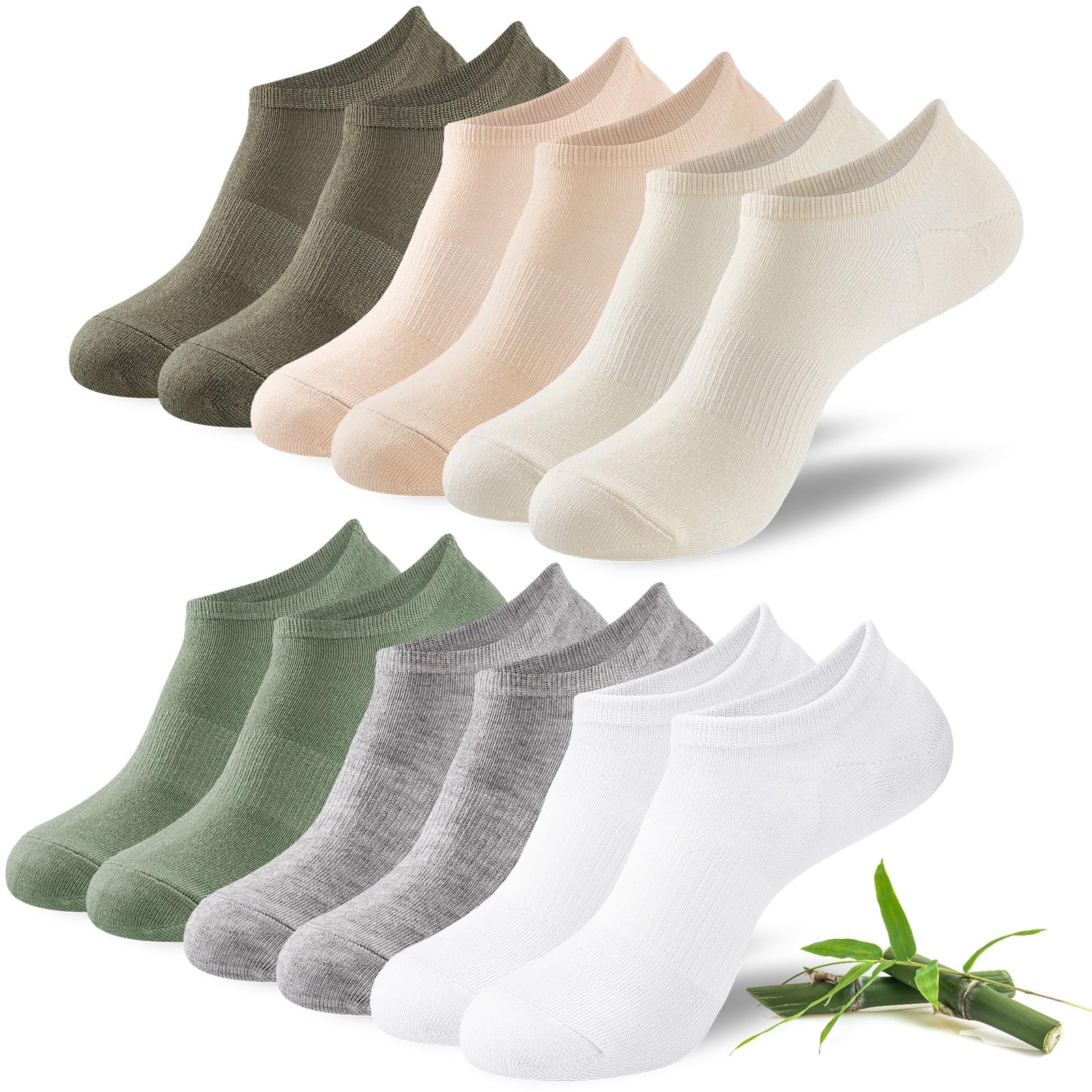 Niofind Bamboo Trainer Socks for Womens and Mens, No Show Ankle Socks Low Cut Invisible Non Slip Liner Socks Multipack Casual Footies for Sneaker Loafers and Boat Shoes — view 13