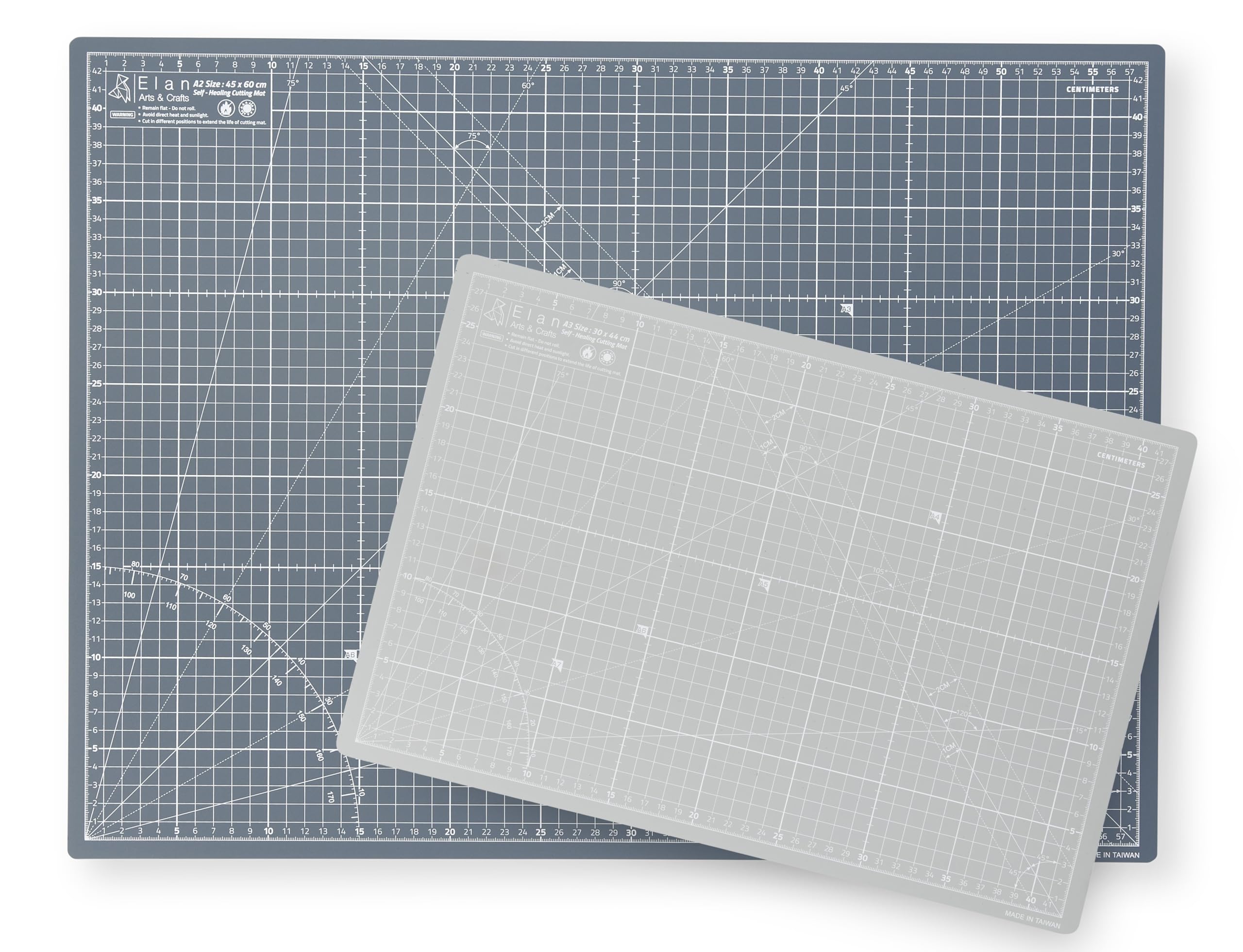 Elan Tappetino da Taglio A2 Grigio 45x60 cm Autorigenerante 5 Strati PVC Riciclato