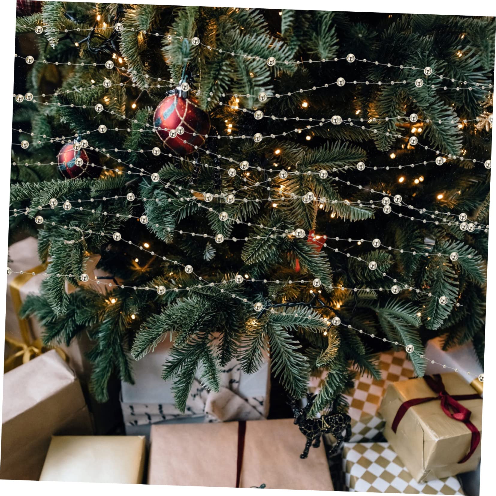 Anneome 3rollen Weihnachtsperlen Dekorative Perlenkette Für Hochzeiten Und Festlichkeiten Goldene Und Silberne Galvanisierte Perlen Für Kreative Bastelprojekte