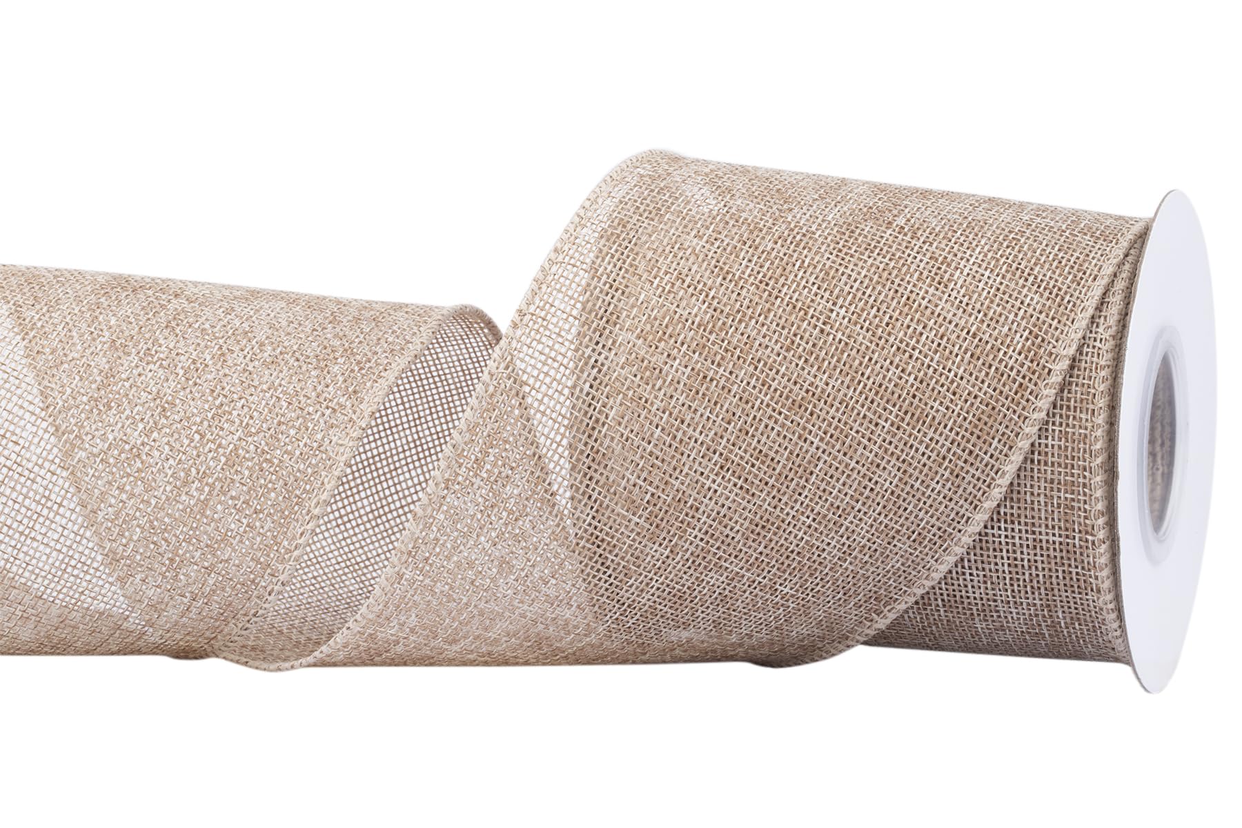 Joycrosso Burlap Wired Edge Ribbon 100mm x 9 Meters, Natural, Ideal for Crafting, Gift Wrapping, Wreath, Christmas Tree, and Rustic Wedding Decorations โ image 1