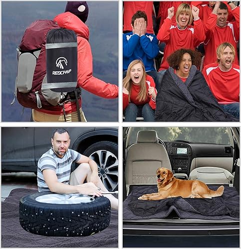 Miniatura 6 de REDCAMP Manta grande y cálida con forro de sherpa, manta para exteriores para clima frío, resistente al viento, para campamento, estadio, lavable a