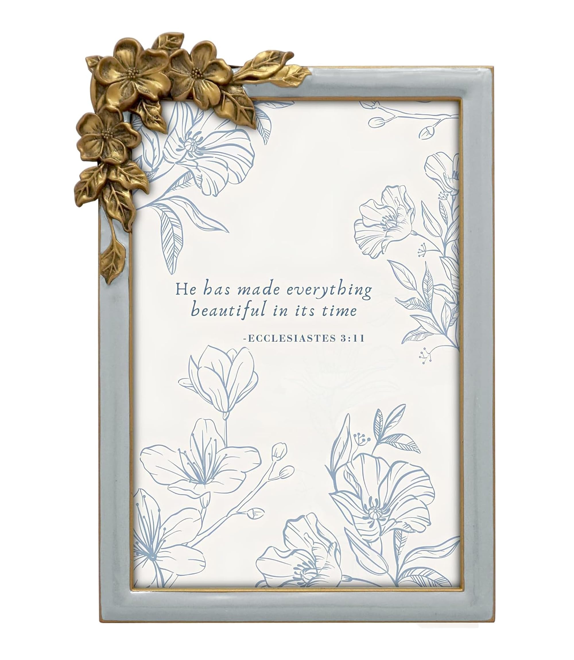 Vintage Grey Thin Boarder Floral Photo Frame / 4x6 In | For Vertical and Horizontal Display on Tabletops | Perfect for Home Decor, Wedding, Graduation, Or Milestone Photos Gift Box