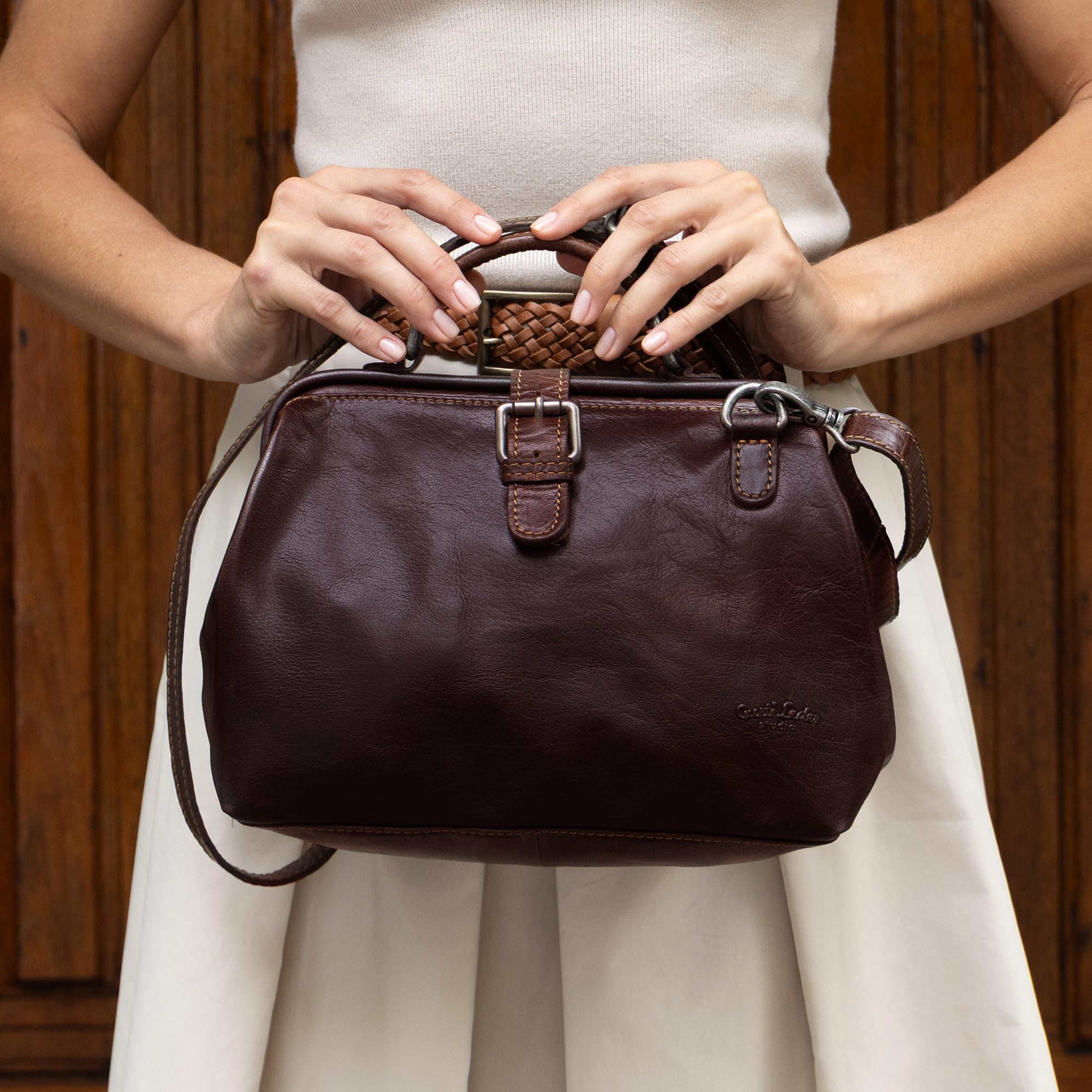 Gusti Umhängetasche Leder-Lillith Damen Vintage Ledertasche Handtasche Arzttasche