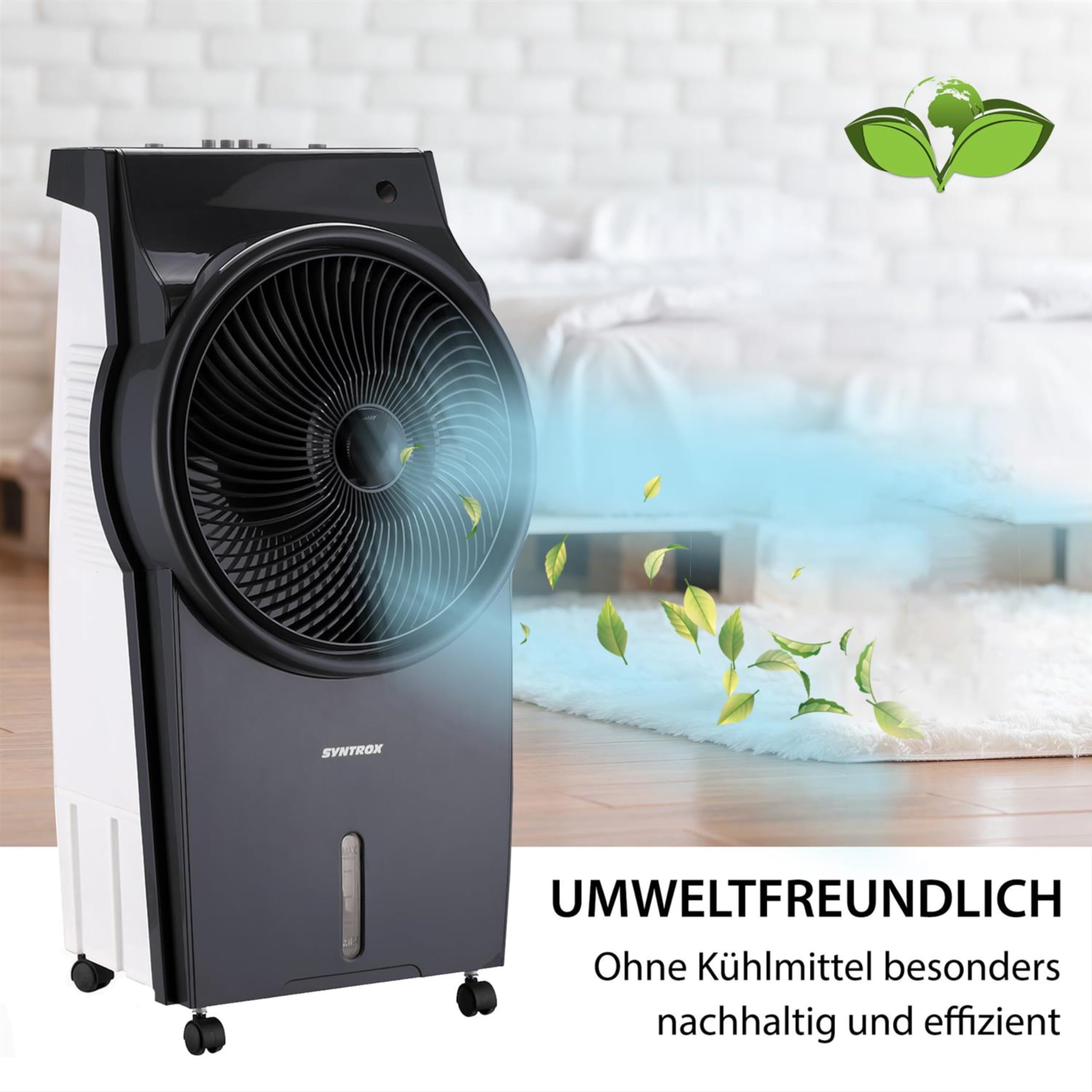 Syntrox Luftkühler mit Ventilator | Wasser gekühlt | Verdunstungskühler, Luftbefeuchter, Lufterfrischer, Multifunktionsgerät, inklusive Schwenkfunktion
