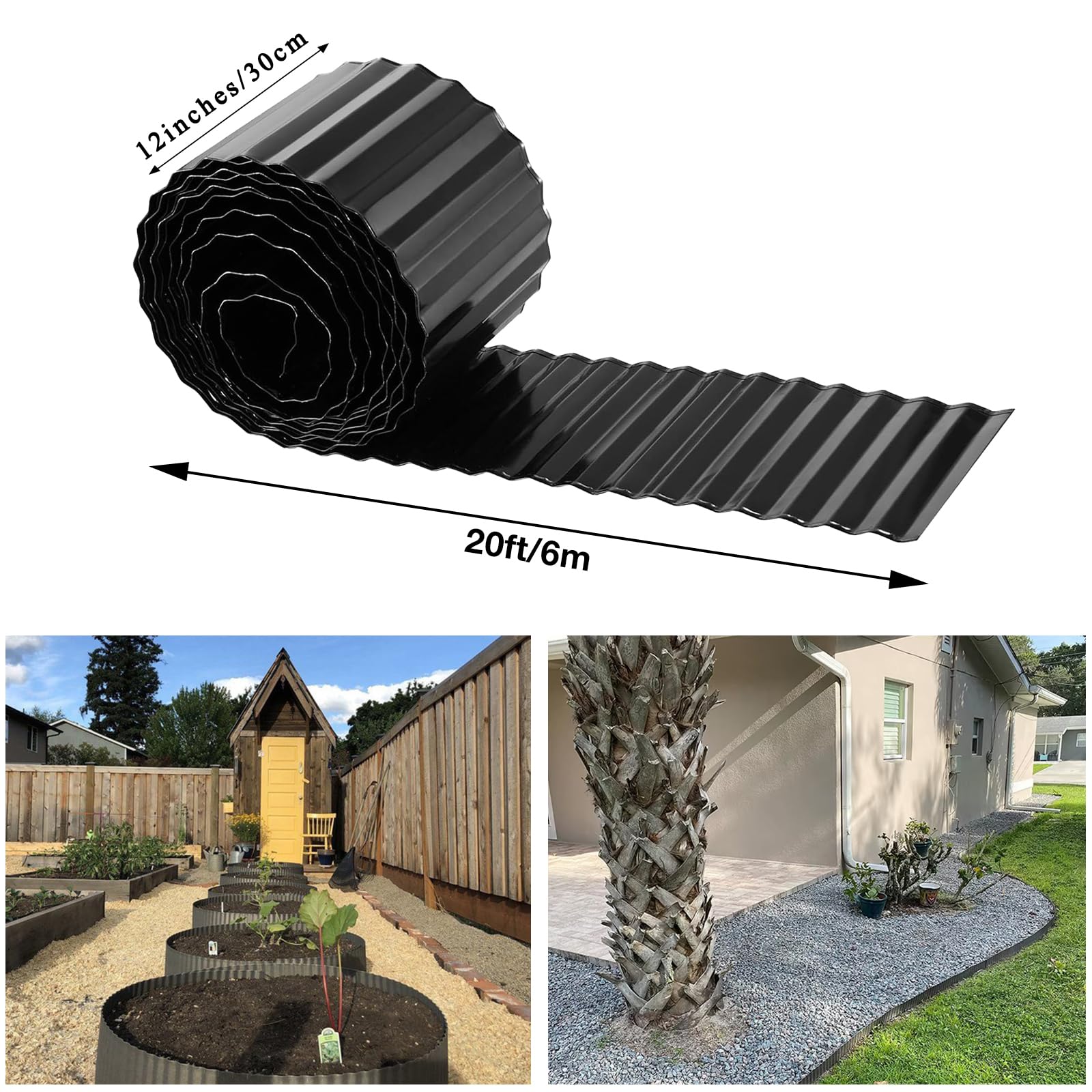 Metal Lawn Edging 12 IN x 20FT, Corrugated Galvanised Steel Garden Borders for DIY Flower Beds Heavy Duty Landscape Edging - Image 3