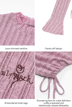 Womens Mock Neck Long Sleeve T-Shirt Ribbed Knit Ruched Side Drawstring Top Y2K Coquette Fairy Grunge Tee