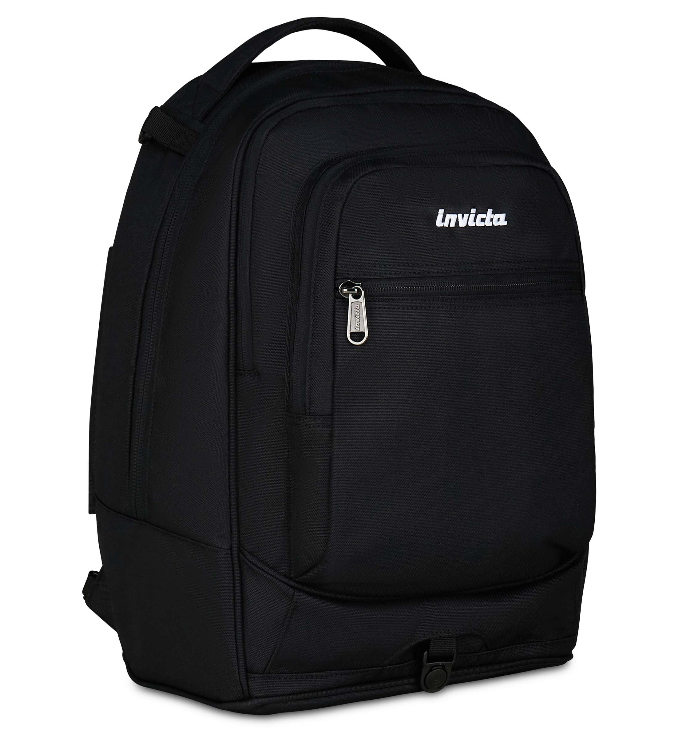 Invicta Trolley Scuola Plug, Nero, 3 in 1, Zaino Doppio Scomparto Con Carrello Sganciabile, Tasca Per PC, Tasca Per Borraccia, 34 lt, Scuola Media e Superiore, Viaggio, Zaino Ragazza, Ragazzo
