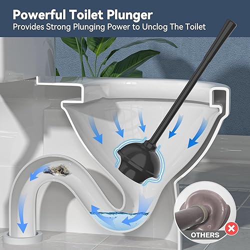 Miniatura 2 de Émbolo de inodoro con soporte, émbolo con soporte para desagüe de inodoro de 5.3 pulgadas, émbolo para baño con soporte, émbolo de inodoro